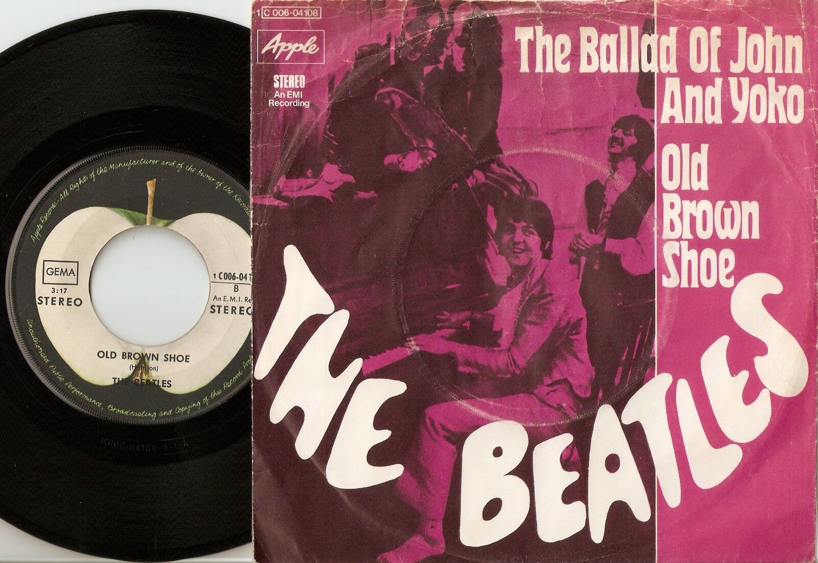 THE BEATLES THE BALLAD OF JOHN AND YOKO GERMAN 45+PS 1969 JOHN PAUL GEORGE RINGO