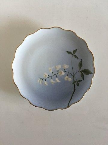 Bing  Grondahl Cake Plate with Flower decoration and goldrim