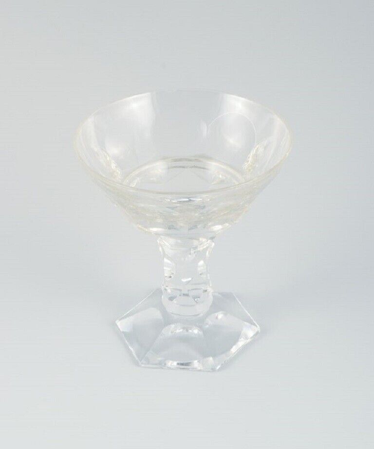 Baccarat France ten Art Deco crystal glasses in clear glass