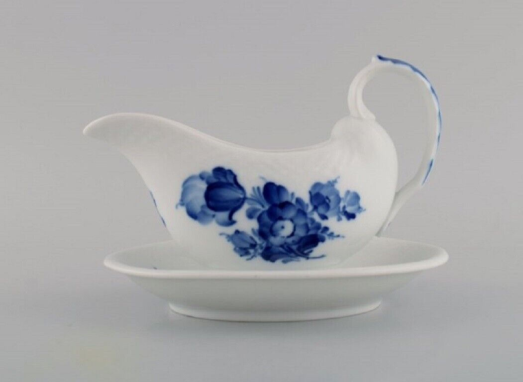 Royal Copenhagen Blue Flower Braided sauce boat on fixed stand