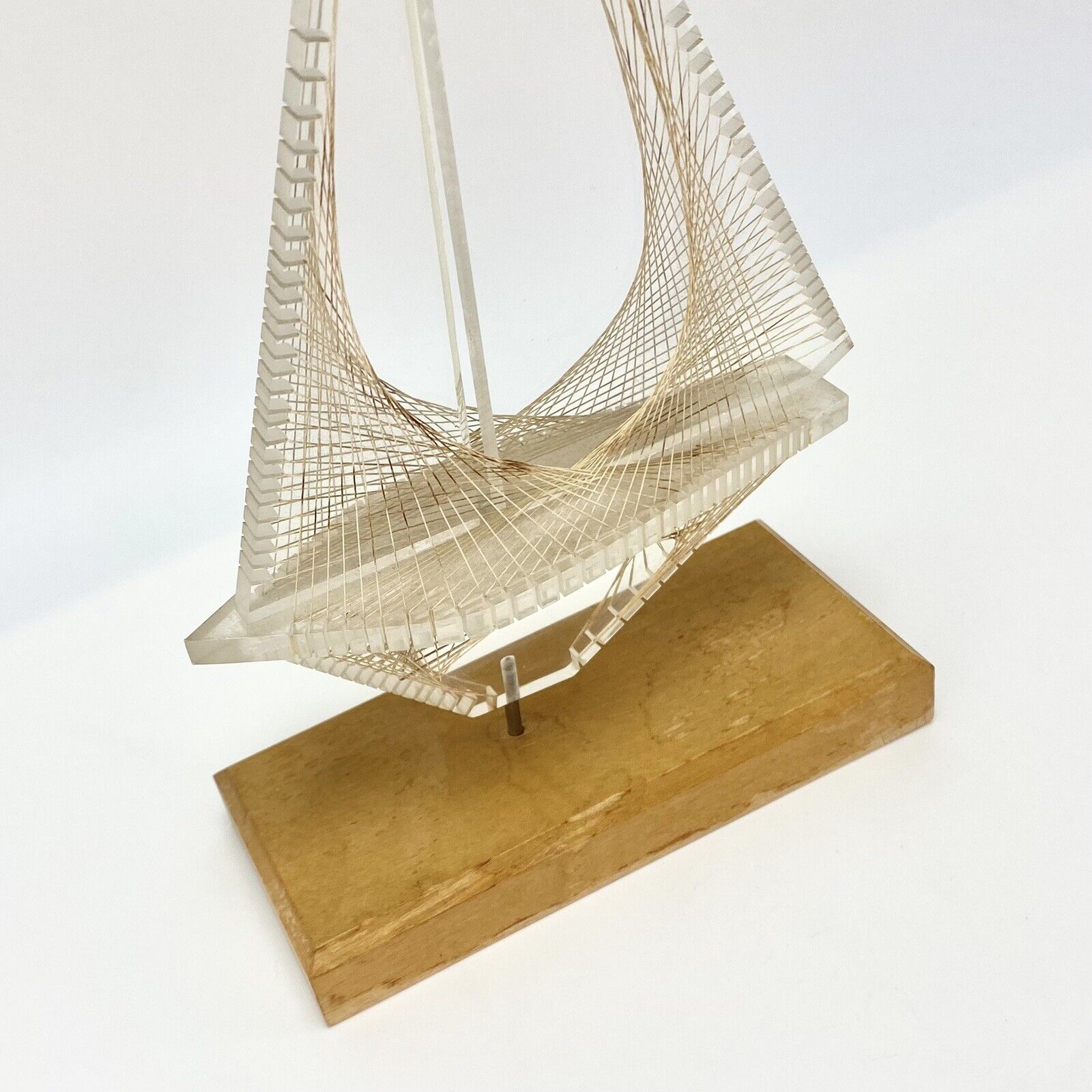 Vintage Mid Century Modern Ronald Fox String Lucite Sail Boat Sculpture Art