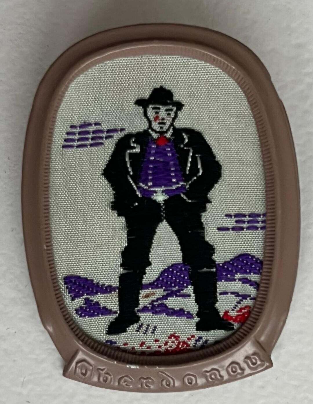 Upper Danube badge pin man in folk costume folklore badge with man in costume