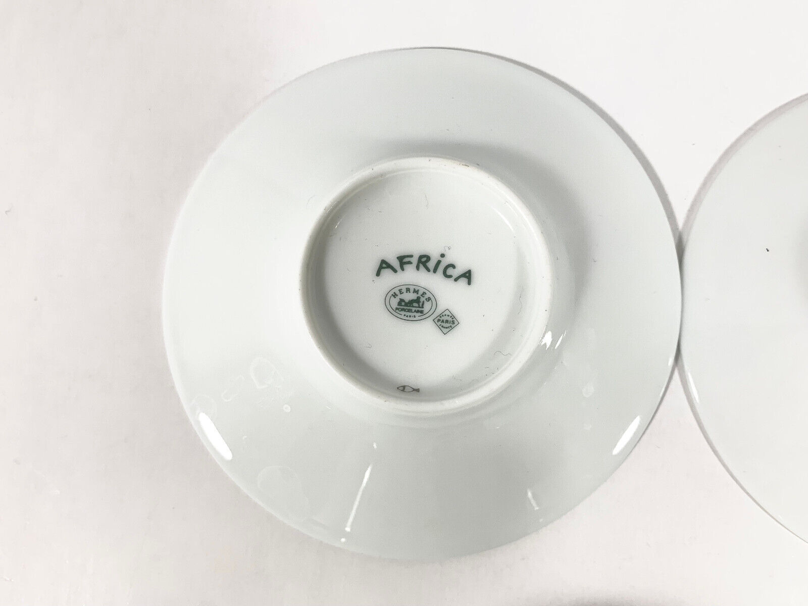 2x Hermes Africa Green Demitasse Espresso Coffee Cup and Saucer