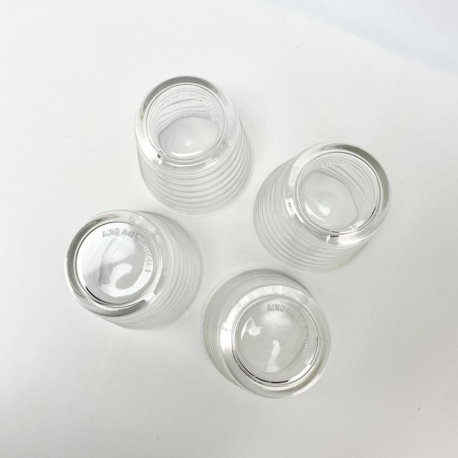 4pcs Vtg Iittala Aino Aalto Ridged Clear Drinking Glasses Finnish Glass Barware