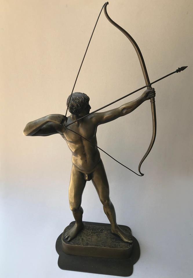 Eugène Kampf ( French 1822) Exquisite Large bronze  An Male Archer Berlin