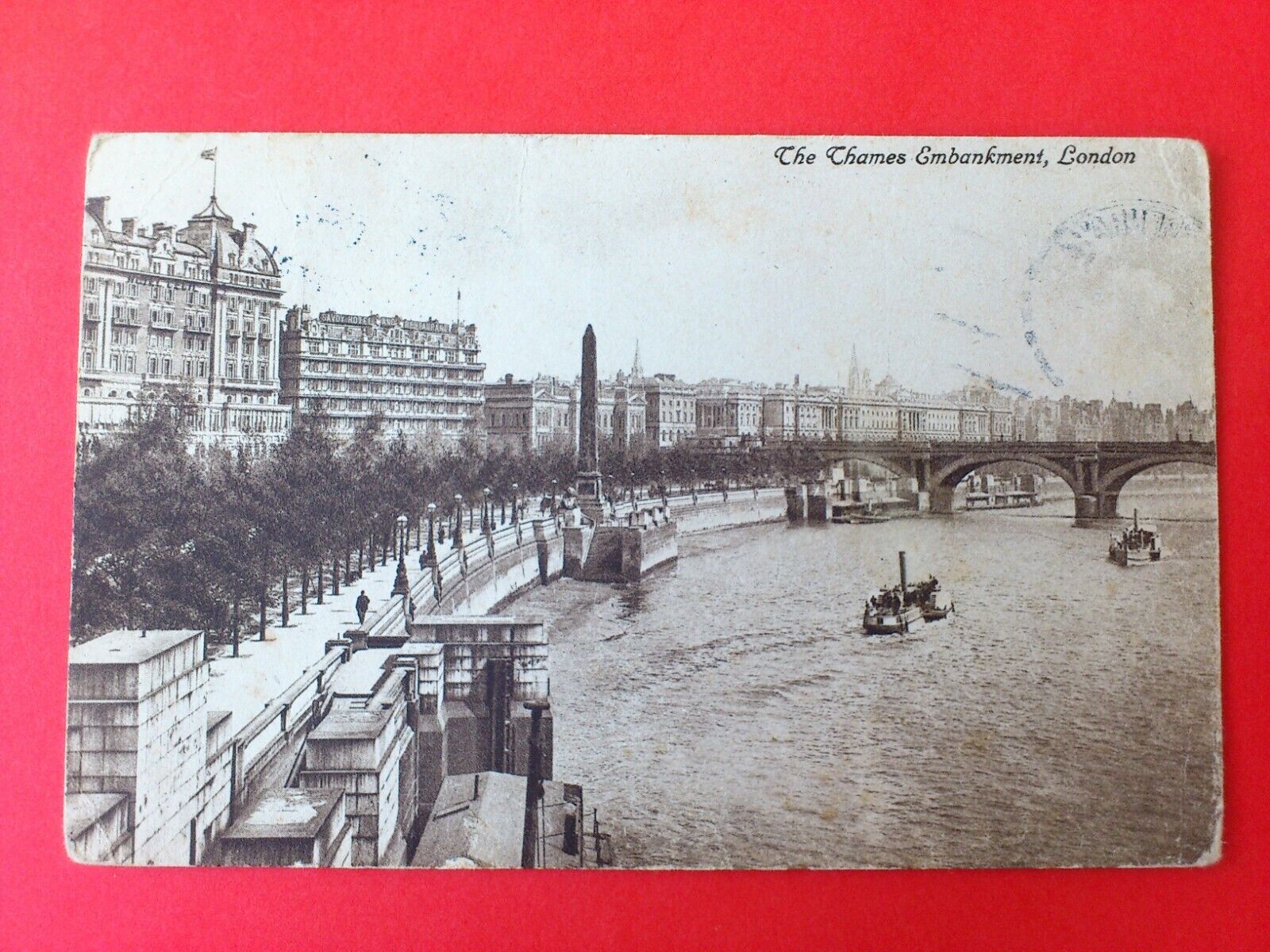 Antique PostcardUKLondonThe Thames Embankment Posted in 1923