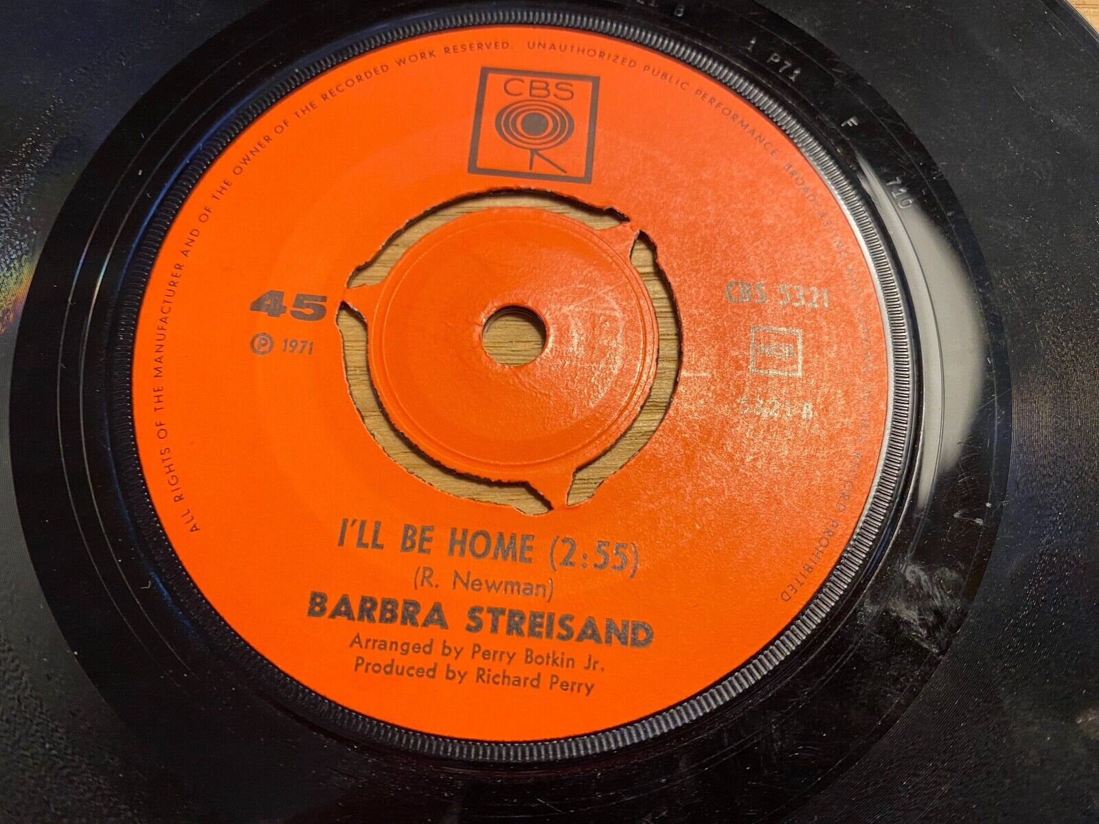 BARBRA STREISAND "STONEY END/I´LL BE HOME" 1971 1 PRESS SINGLE NCB CBS RECORDS*