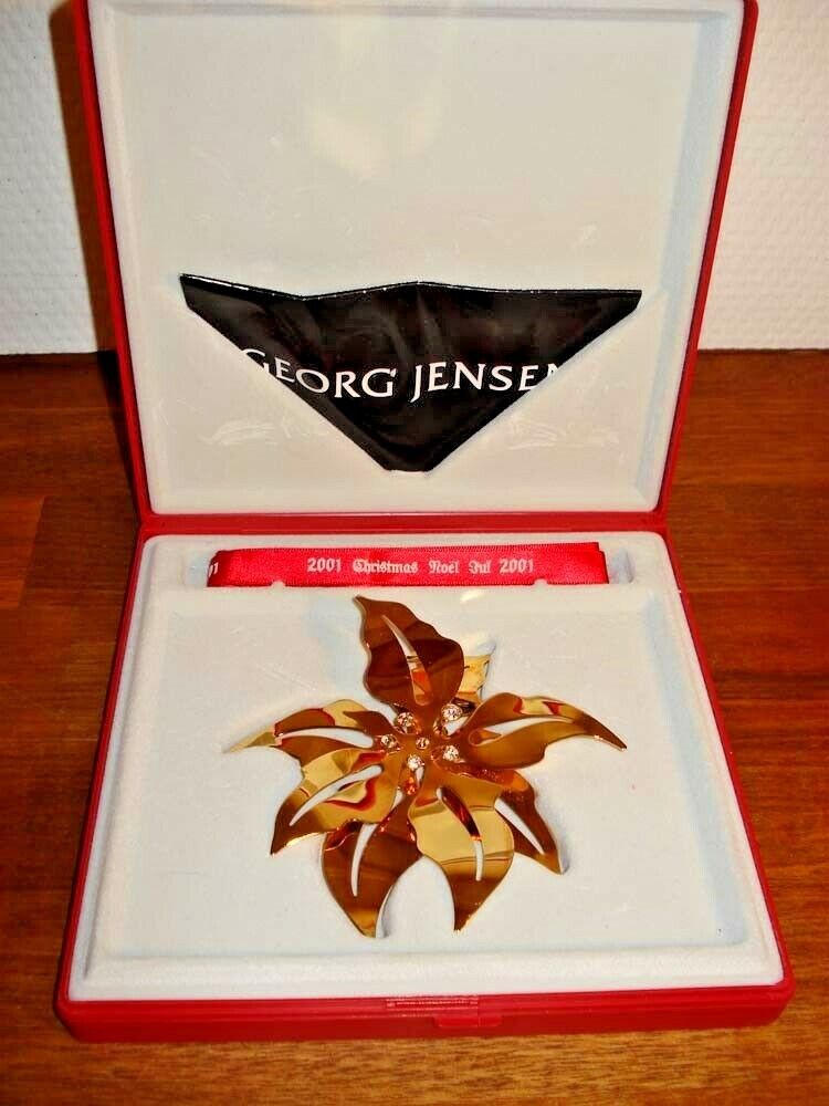 2001 Poinsetta CHRISTMAS MOBILE 24 carat gold plated GEORG JENSEN Box