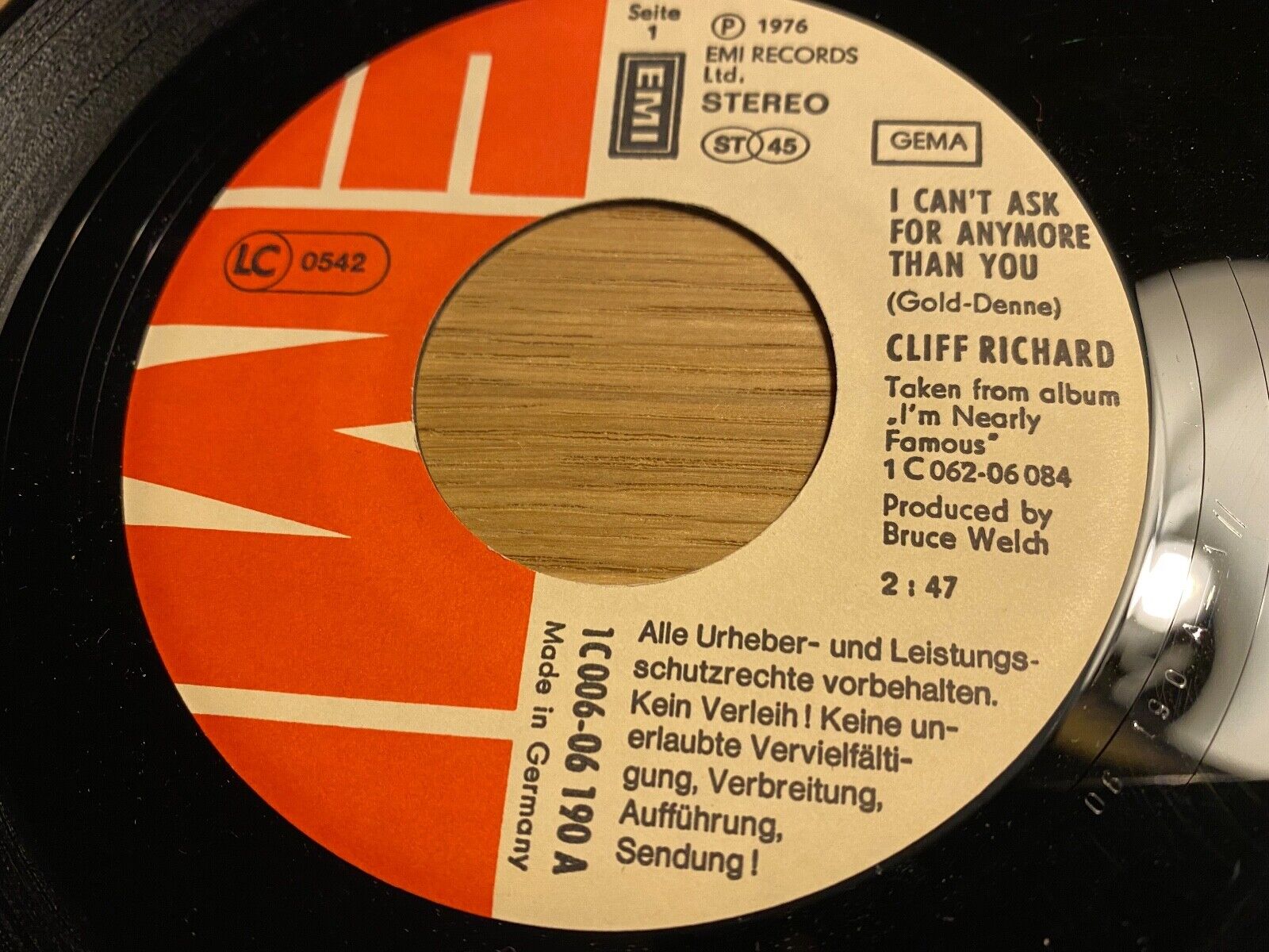 CLIFF RICHARD "I CAN´T ASK FOR ANYMORE THAN YOU/JUNIOR COWBOY" EMI RECORDS 1976*