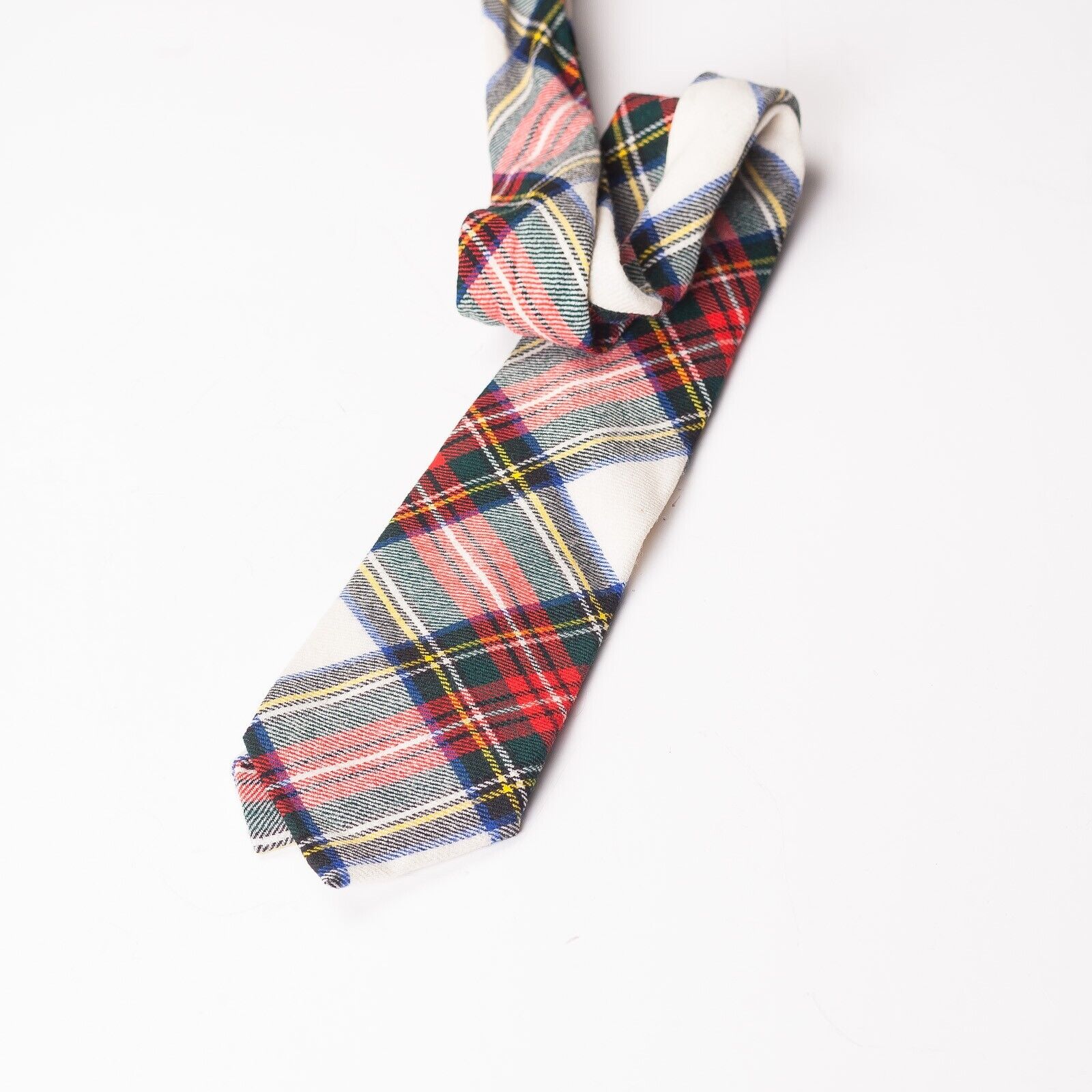 KINLOCH ANDERSON White Red Blue Tartan Check Wool Tie