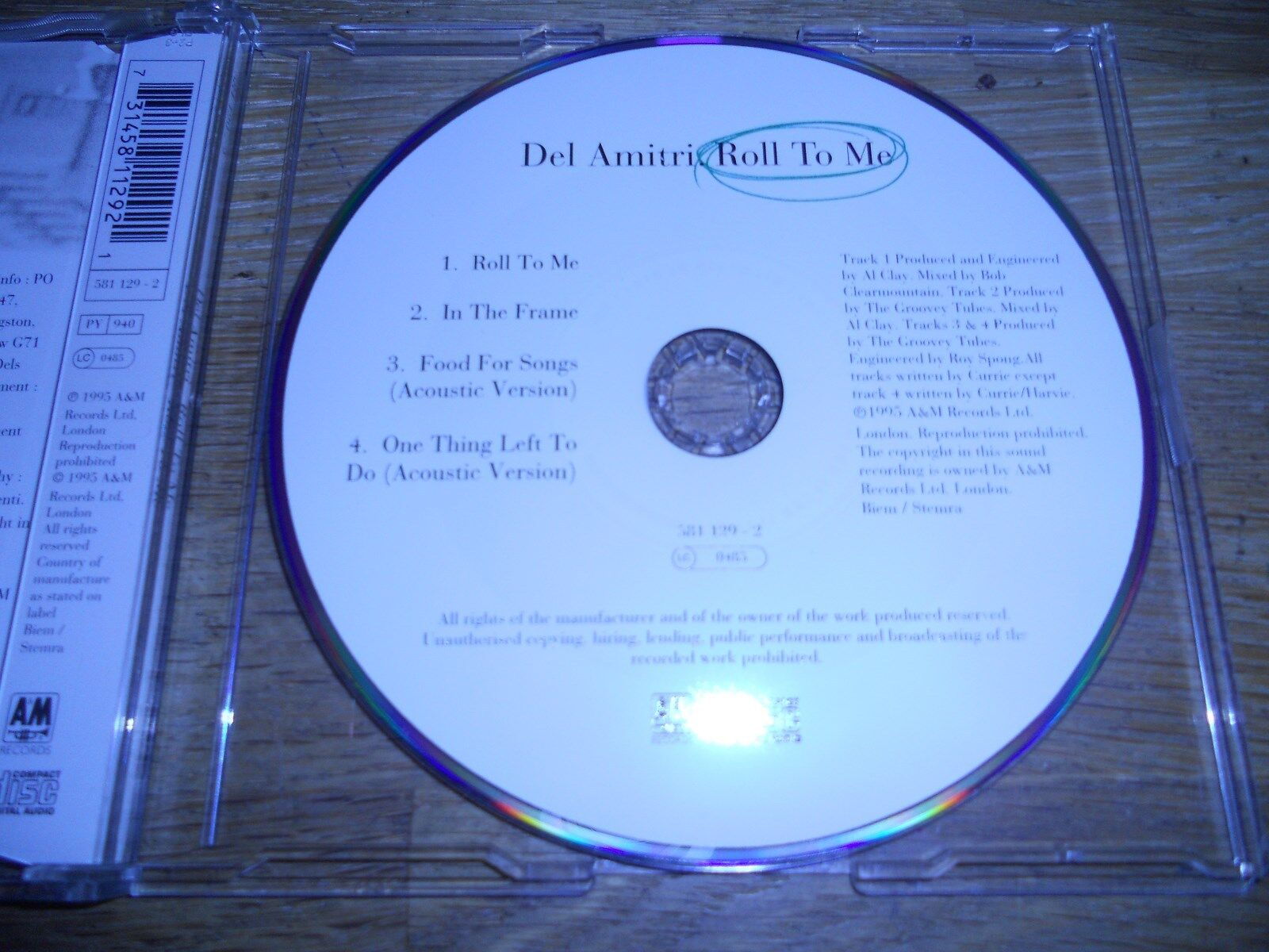 DEL AMITRI "ROLL TO ME" 1995 RARE 4 TRACKS CD SINGLE A  M RECORDS W GERMANY CD