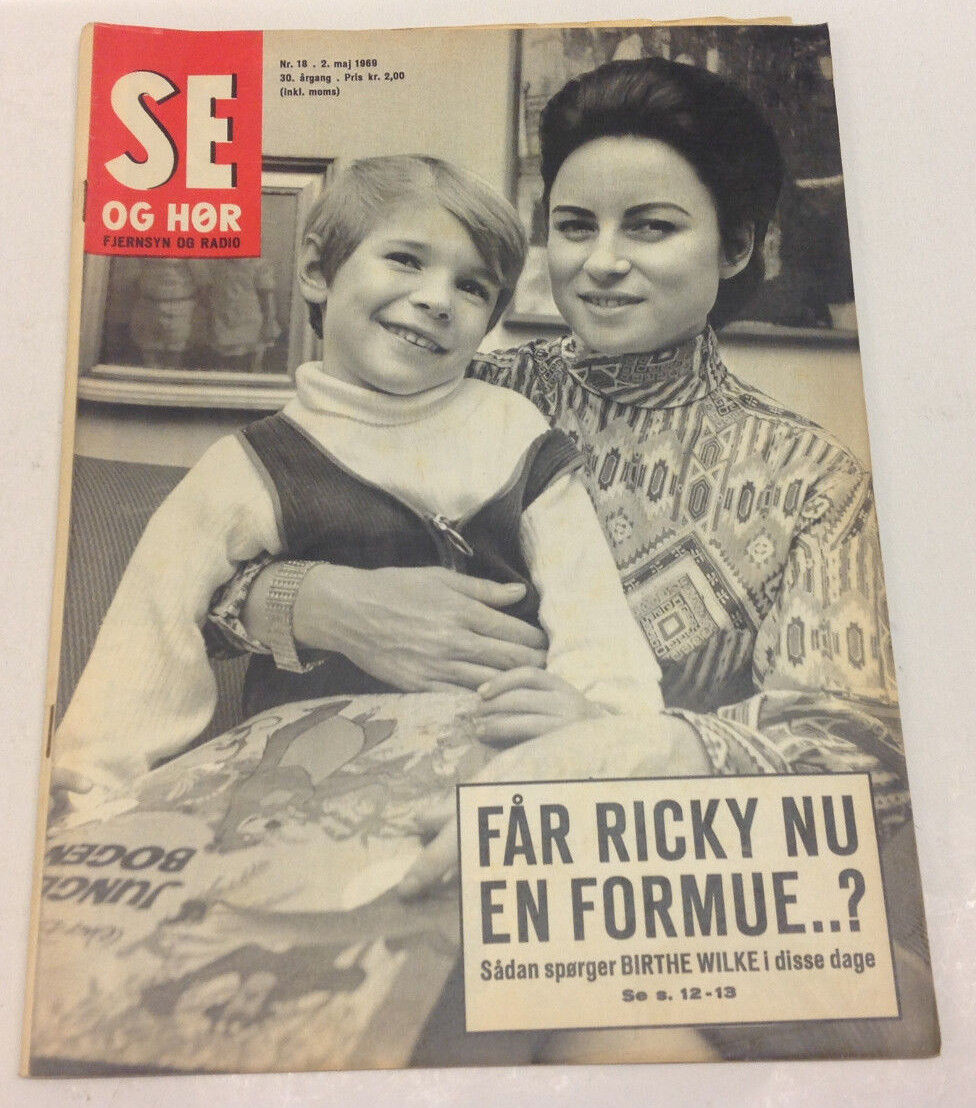 BIRTHE WILKE DANISH SINGER FRONT COVER SON RICKY VINTAGE DANISH MAGAZINE 1969