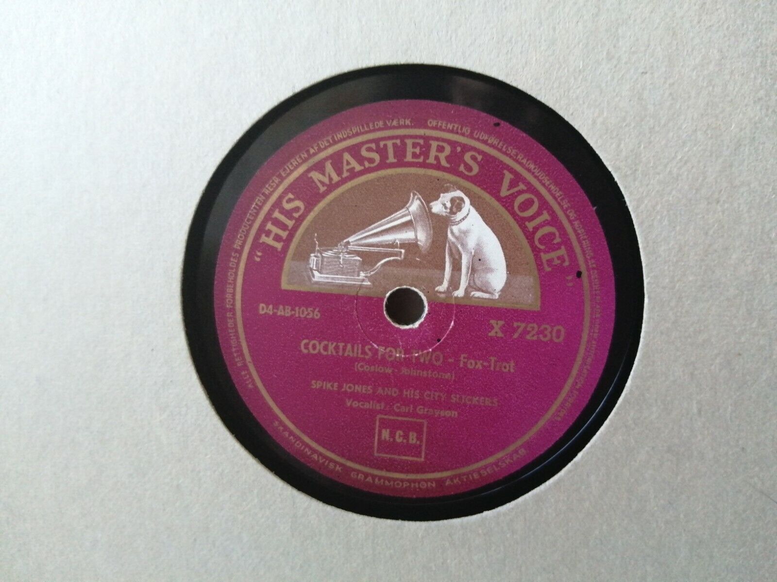 78 rpm shellacSPIKE JONESThe Blue DanubeCocktails For Two HMV X 7230