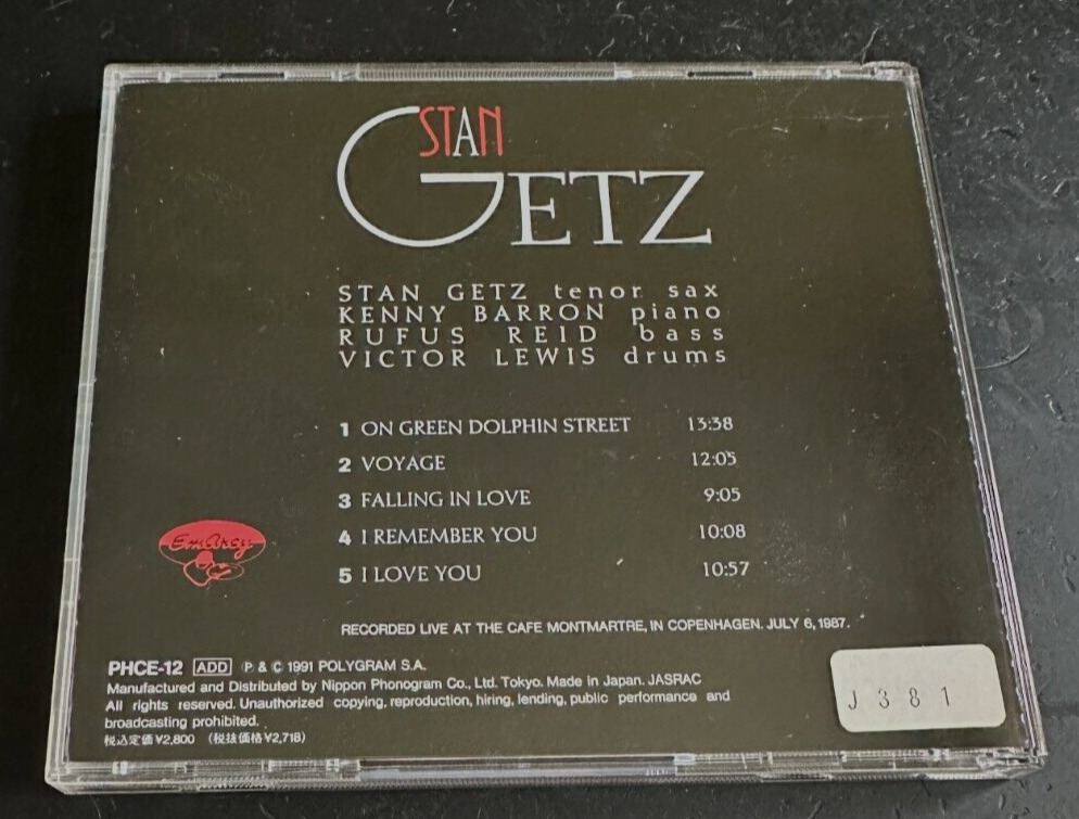 STAN GETZ QUARTET ''SERENITY' - JAPAN CD - LIVE RECORDING