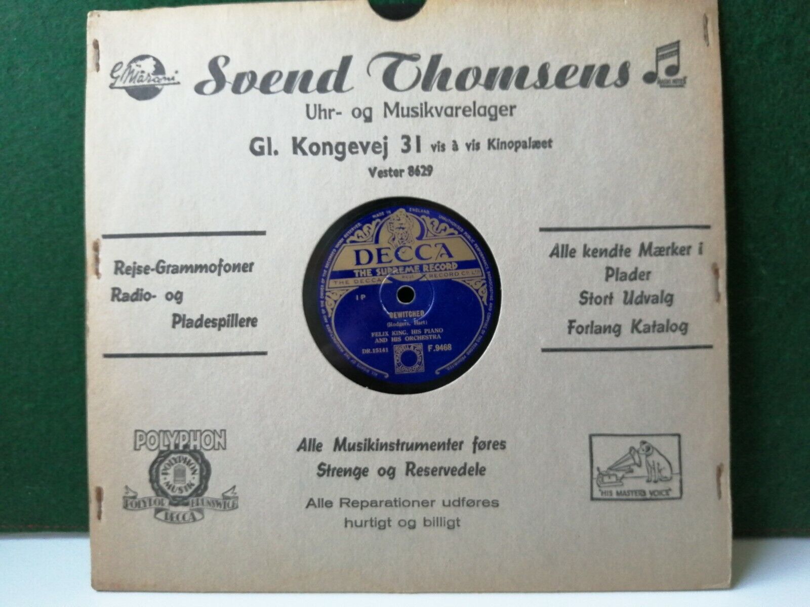 78 RPM  shellacFELIX KINGHis Piano And His OrchestraBewitched/Once In A W