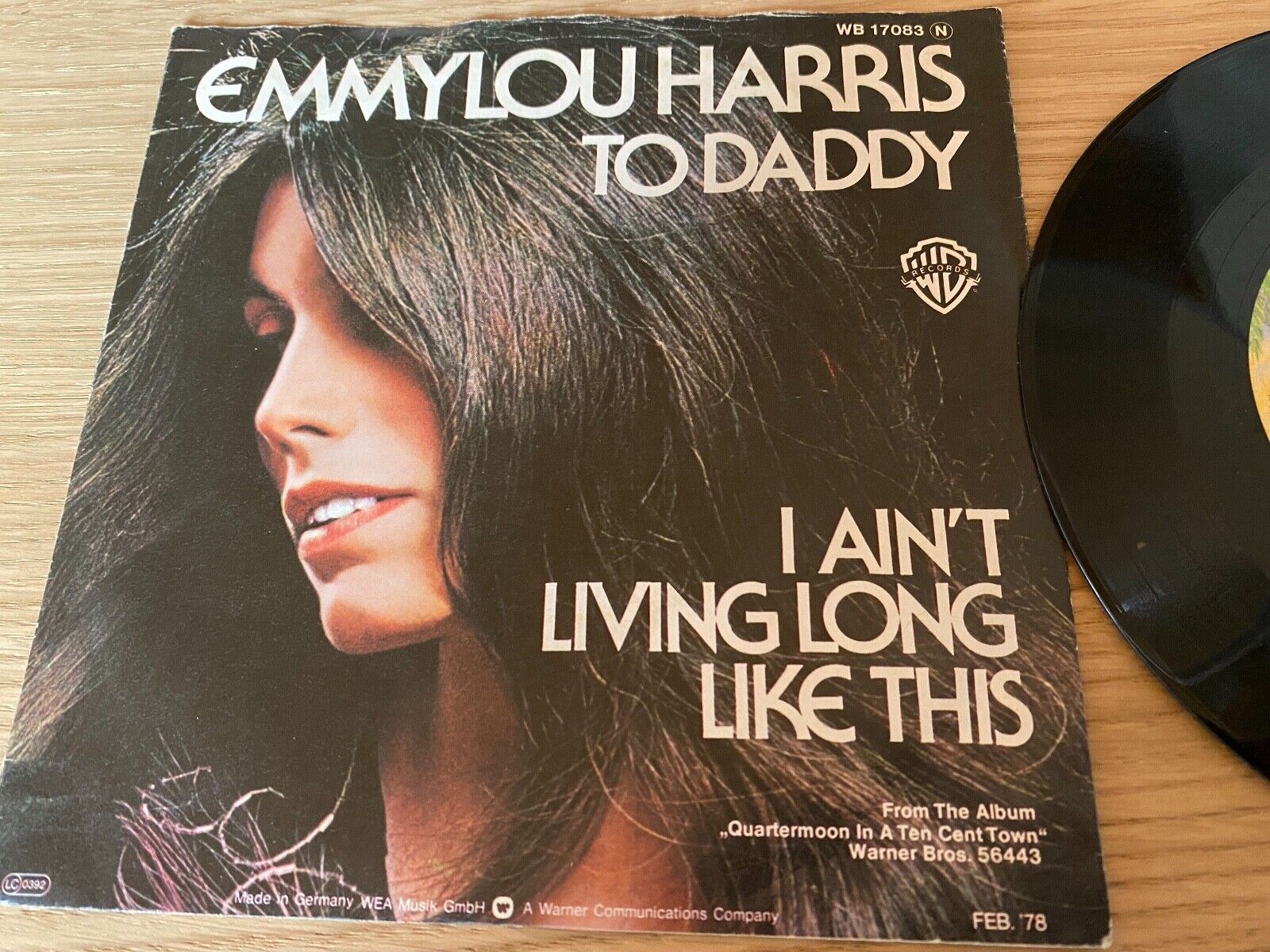 EMMYLOU HARRIS "TO DADDY / IT AIN´T  LIVING LONG LIKE THIS" 1978 WARNER BROS7"*