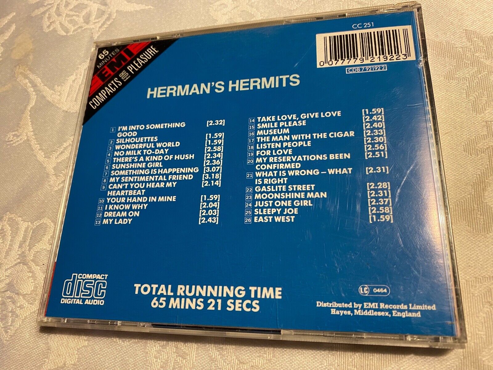 HERMAN´S HERMITS "COMPACTS FOR PLEASURE" 1989 CD ALBUM 26 TRACKS EMI RECORDS UK