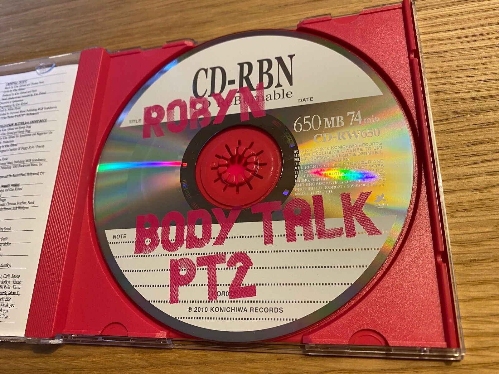 ROBYN "BODY TALK PT 2" 8 TRACK CD ALBUM SWEDEN KONICHIWA RECORDS 2010 NORDIC CD