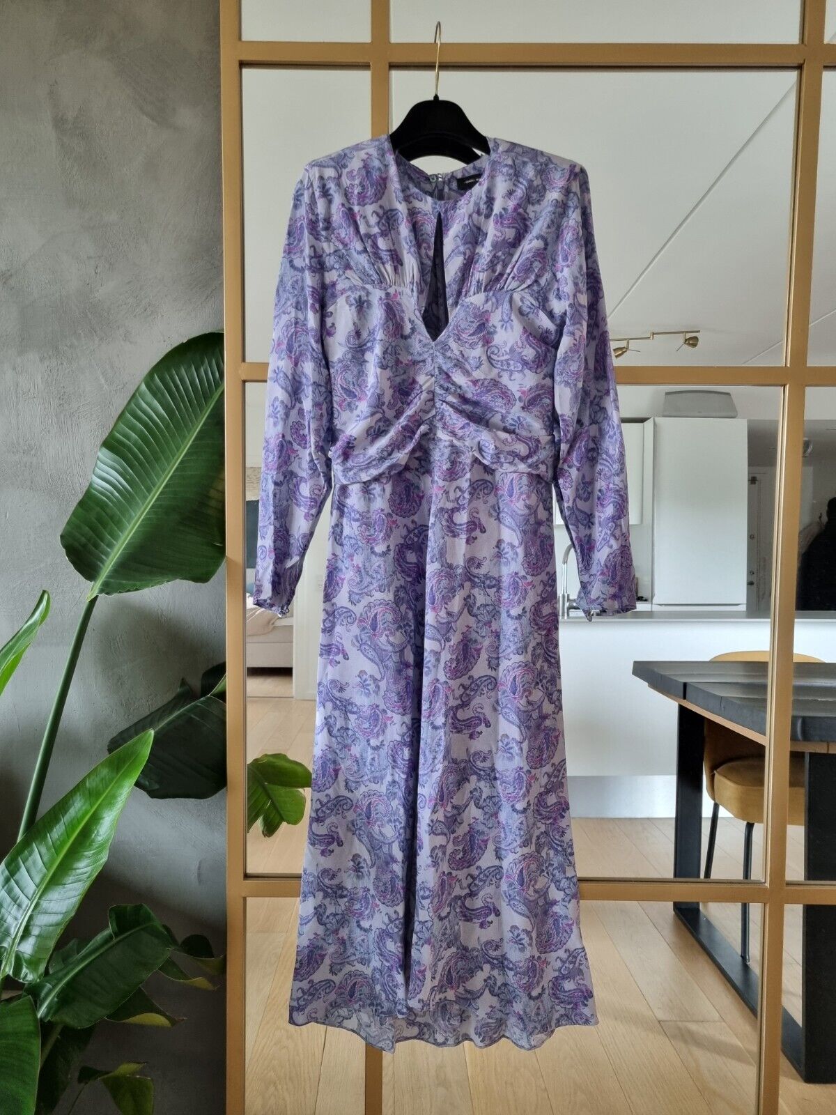 **Isabel Marant** Purple Paisley Talima Silk Midi Dress FR38 DE36