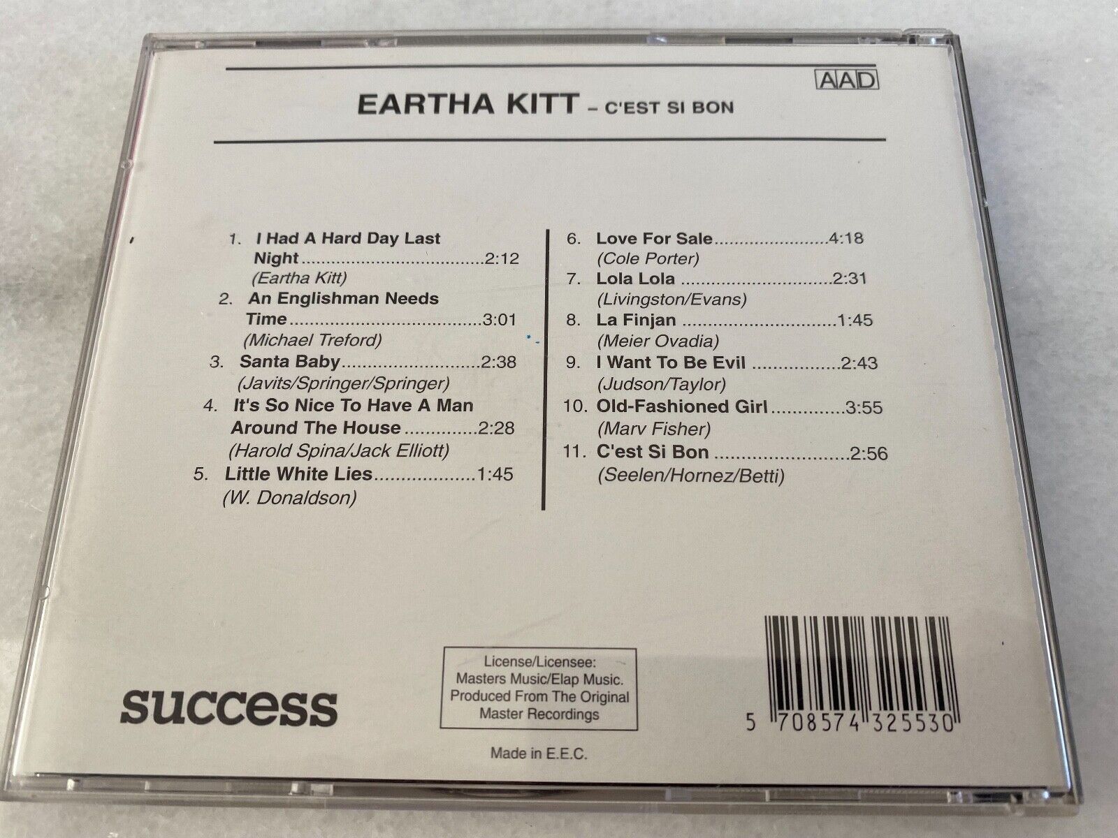 EARTHA KITT "C´EST SI BON LIVE IN TIVOLI" CD ALBUM 11 TRACK EEC PRESS STEMRA*