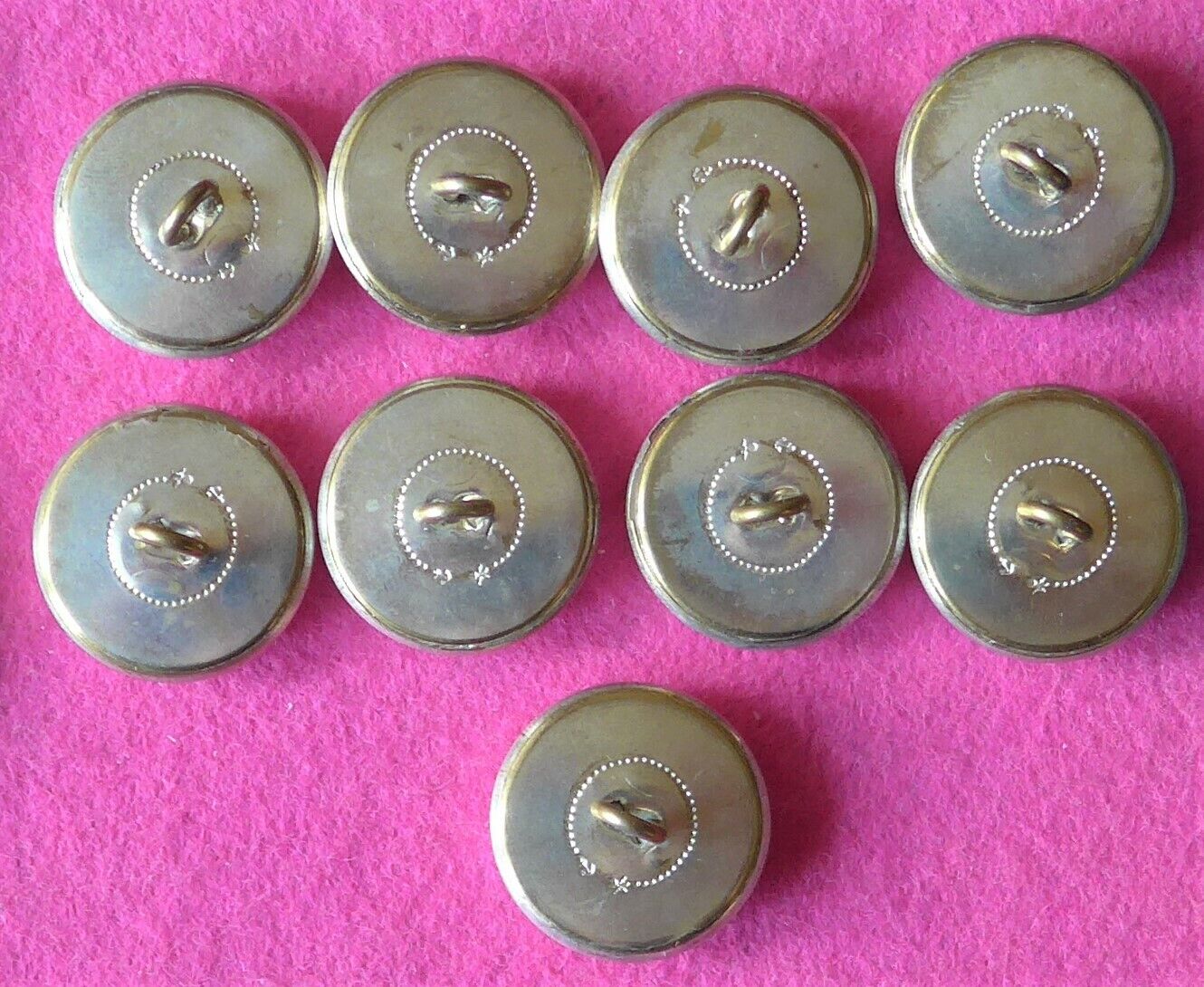 SALE - 9 HEAVY vintage SILVER METAL coat buttons with WEAVE pattern 25 mm (92)