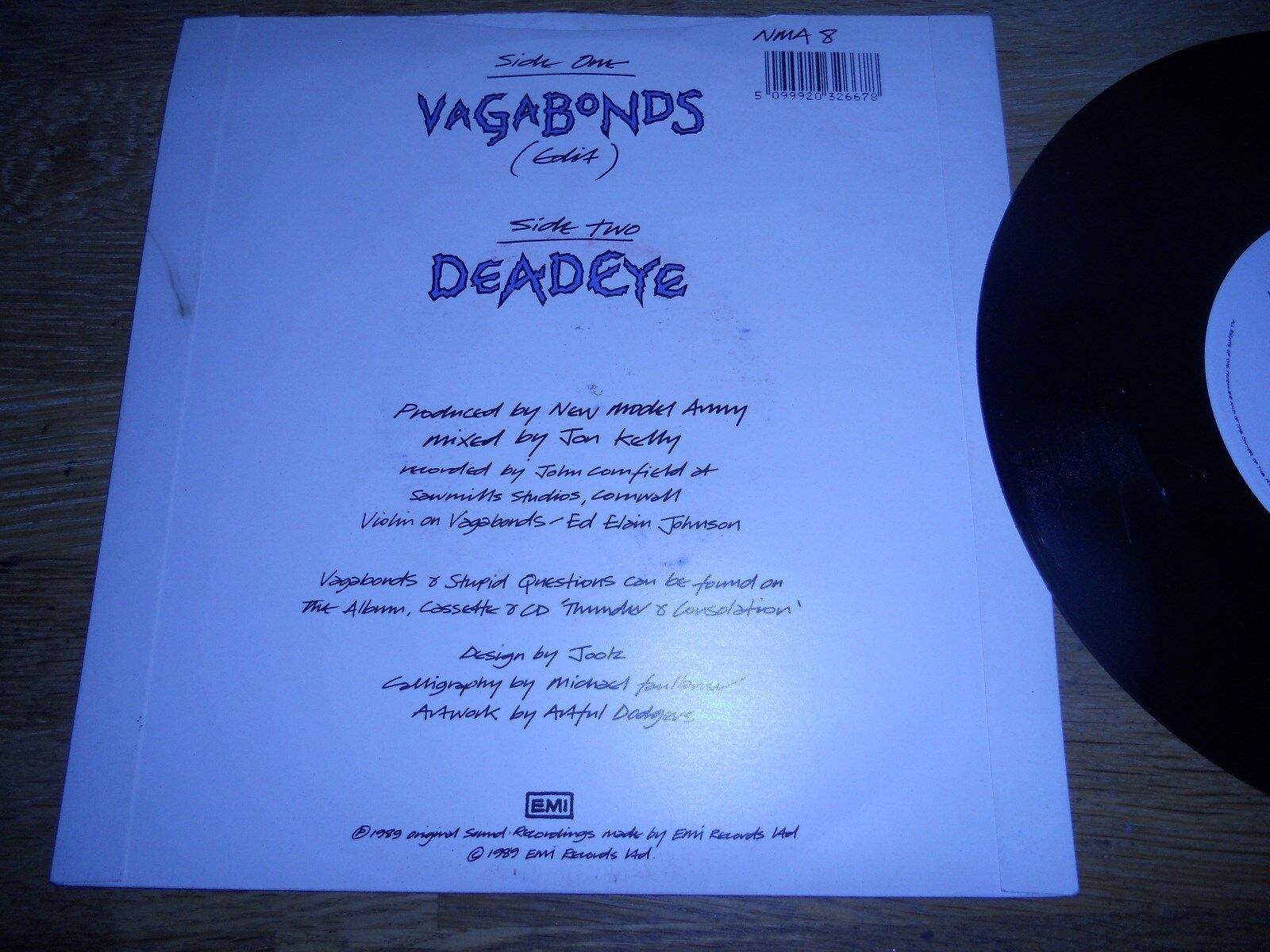 NEW MODEL ARMY "VAGABONDS / DEADEYE" 7 INCH SINGLE USED 1989 UK EMI RECORDS UK**