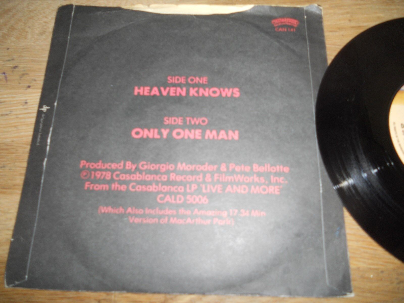 DONNA SUMMER "HEAVEN KNOWS / ONLY ONE MAN" UK 1978 SINGLE UK PYE RECORDS SCARCE*