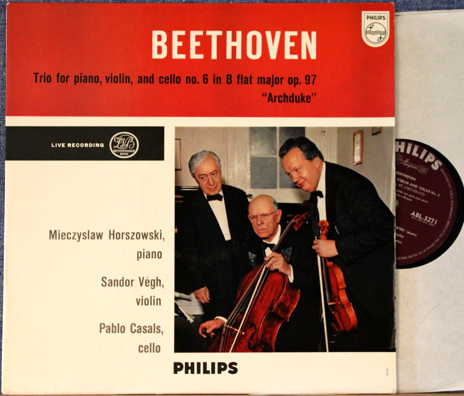 Horszowski; Végh; Casals Beethoven (Piano trio op 97) Philips 00506 NM(-)