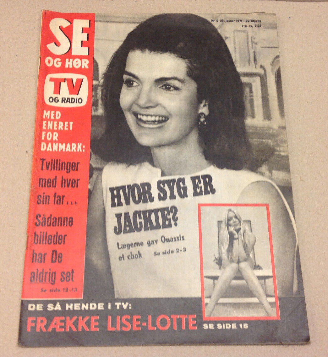 JACKIE KENNEDY JACKIE ONASSIS CANCER RUMORS FRONT COVER OF Danish Magazine 1971