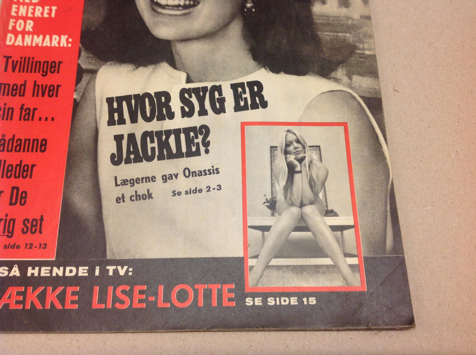 JACKIE KENNEDY JACKIE ONASSIS CANCER RUMORS FRONT COVER OF Danish Magazine 1971