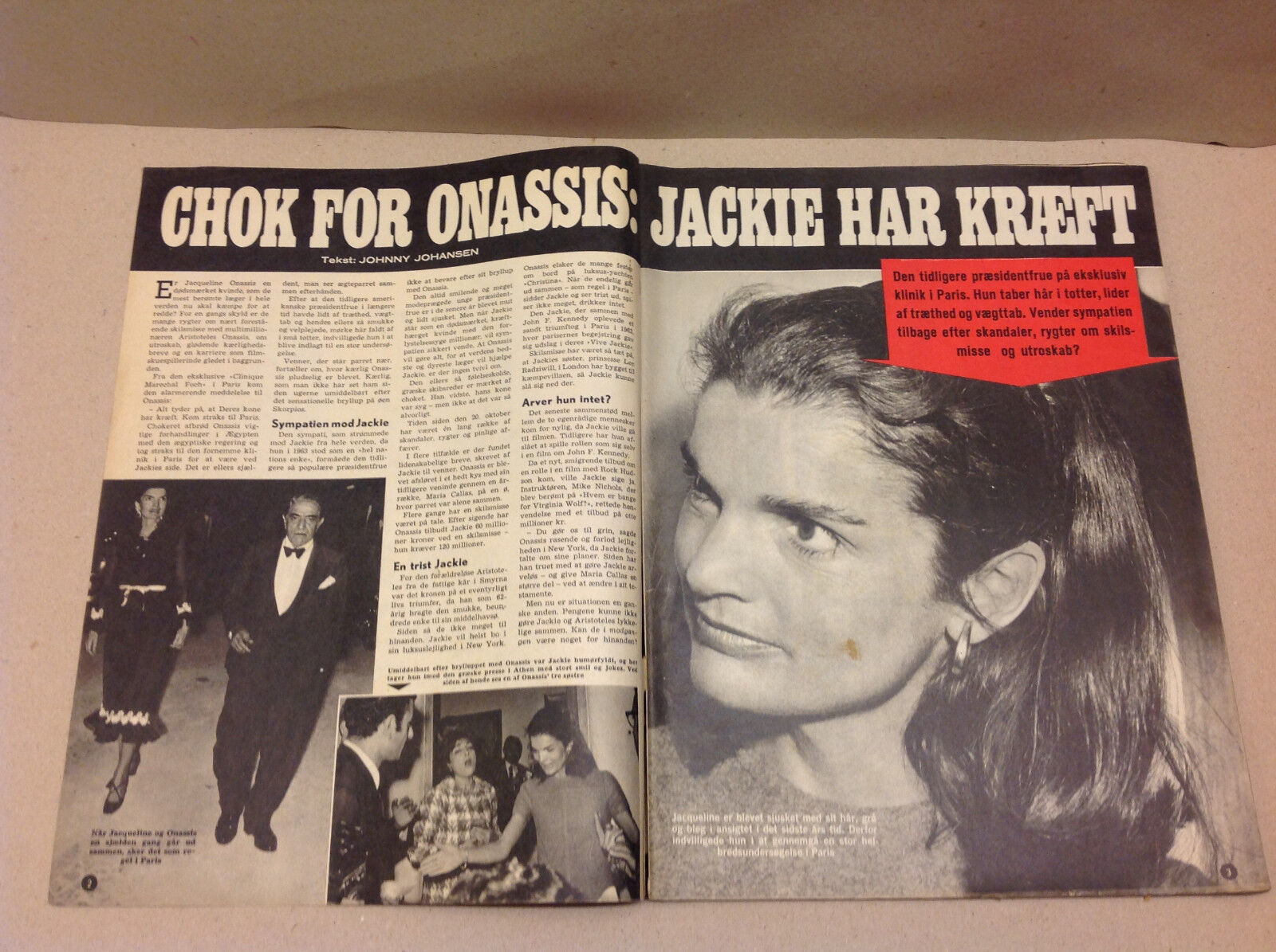 JACKIE KENNEDY JACKIE ONASSIS CANCER RUMORS FRONT COVER OF Danish Magazine 1971