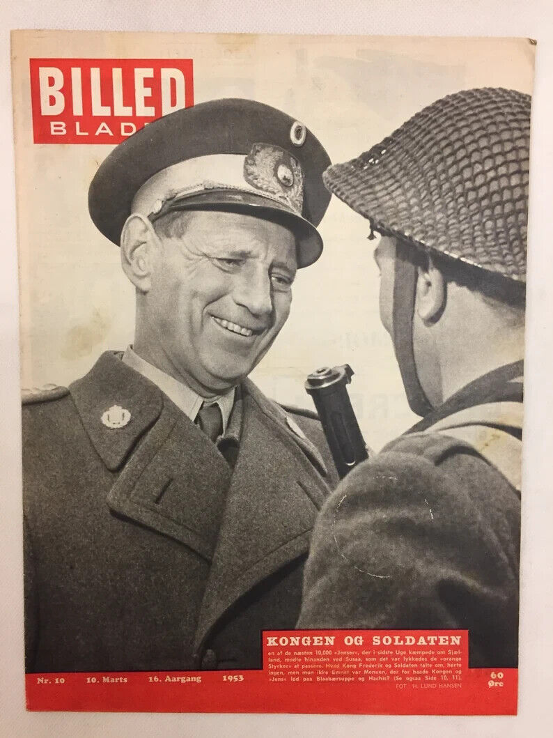 King Frederik of Denmark + Joan Kerr Danish Magazine 1950s "Billed-Bladet"