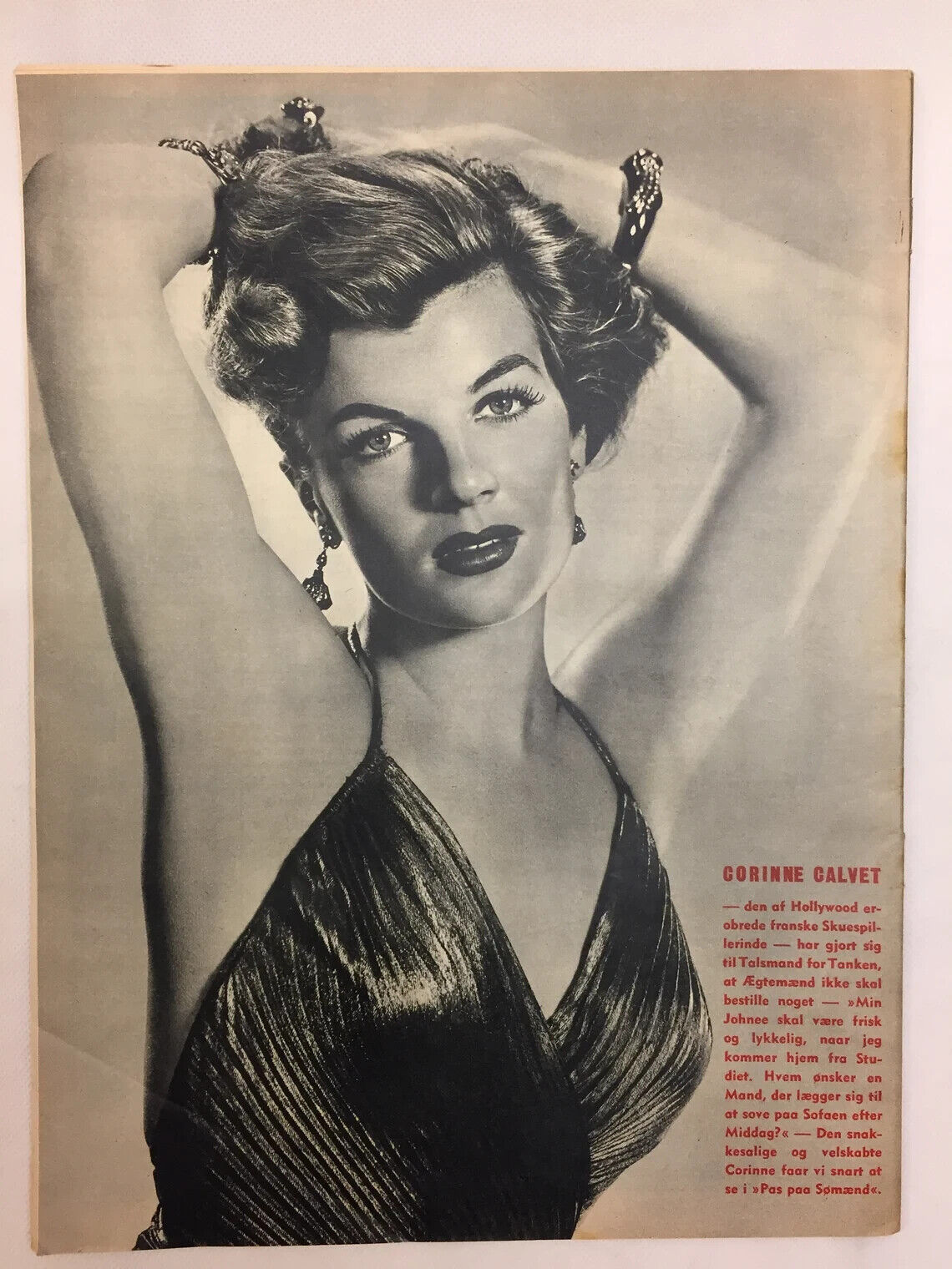 Corinne Calvet Back Cover - Complete Danish Magazine 1950s "Billed-Bladet"