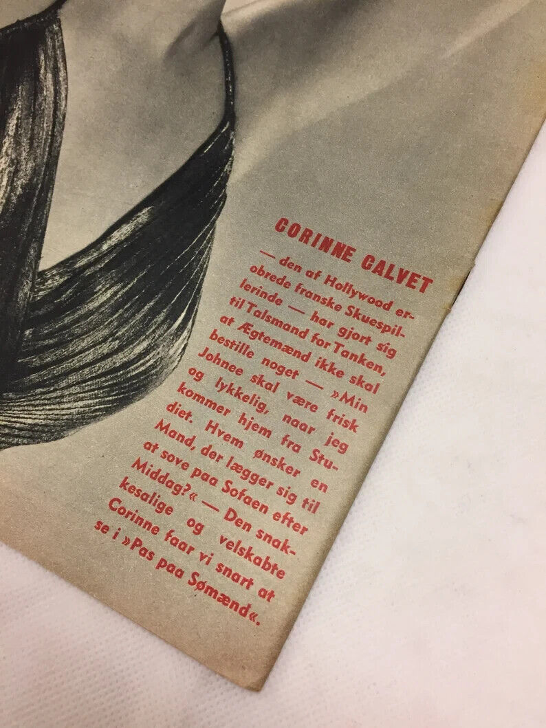 Corinne Calvet Back Cover - Complete Danish Magazine 1950s "Billed-Bladet"