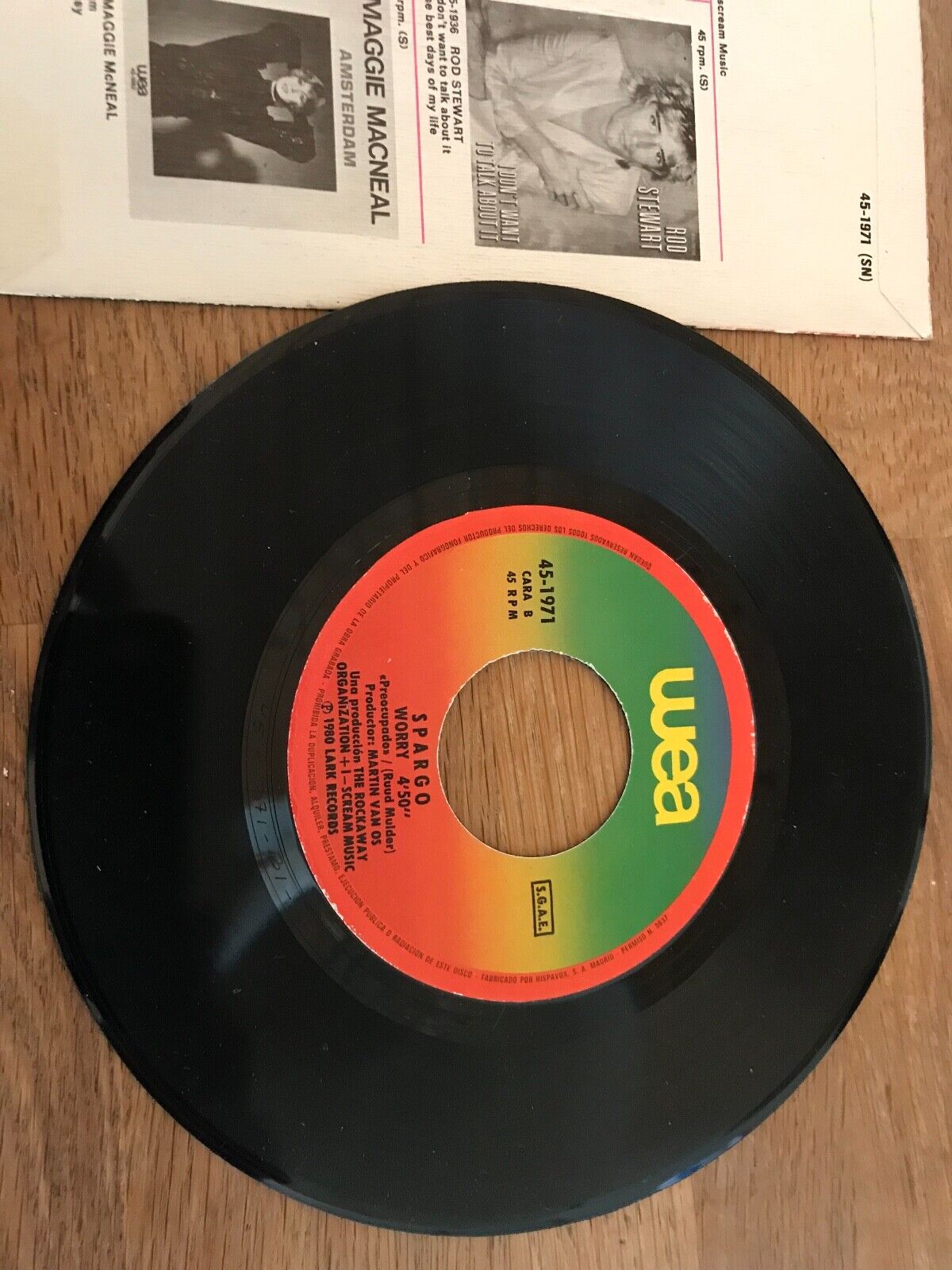 SPARGO "YOU AND ME / WORRY" 1980 SGAE WEA RECORDS SPAIN OUT OF PRINT NOW 7"