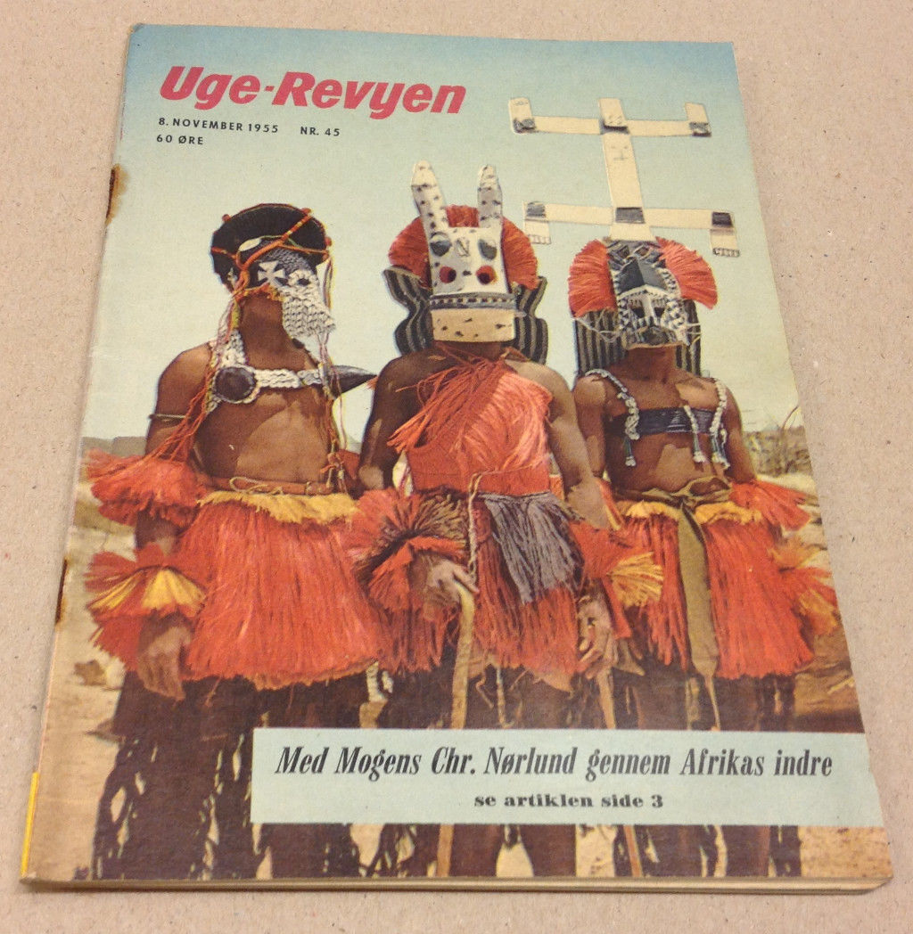 IVORY COAST TRIBAL DANCERS FRONT JULIE ADAMS BACK COVER VTG Danish Magazine 1955