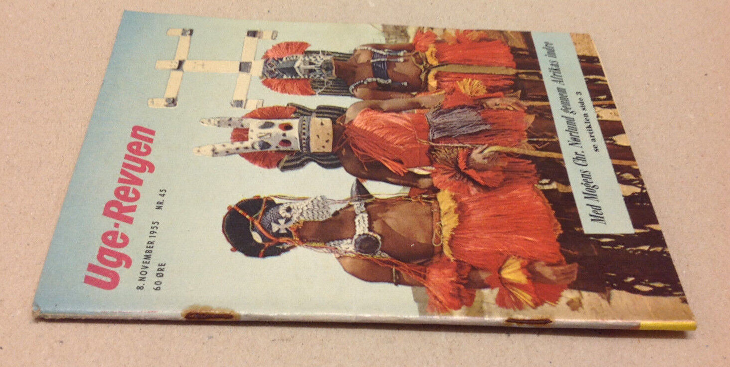 IVORY COAST TRIBAL DANCERS FRONT JULIE ADAMS BACK COVER VTG Danish Magazine 1955