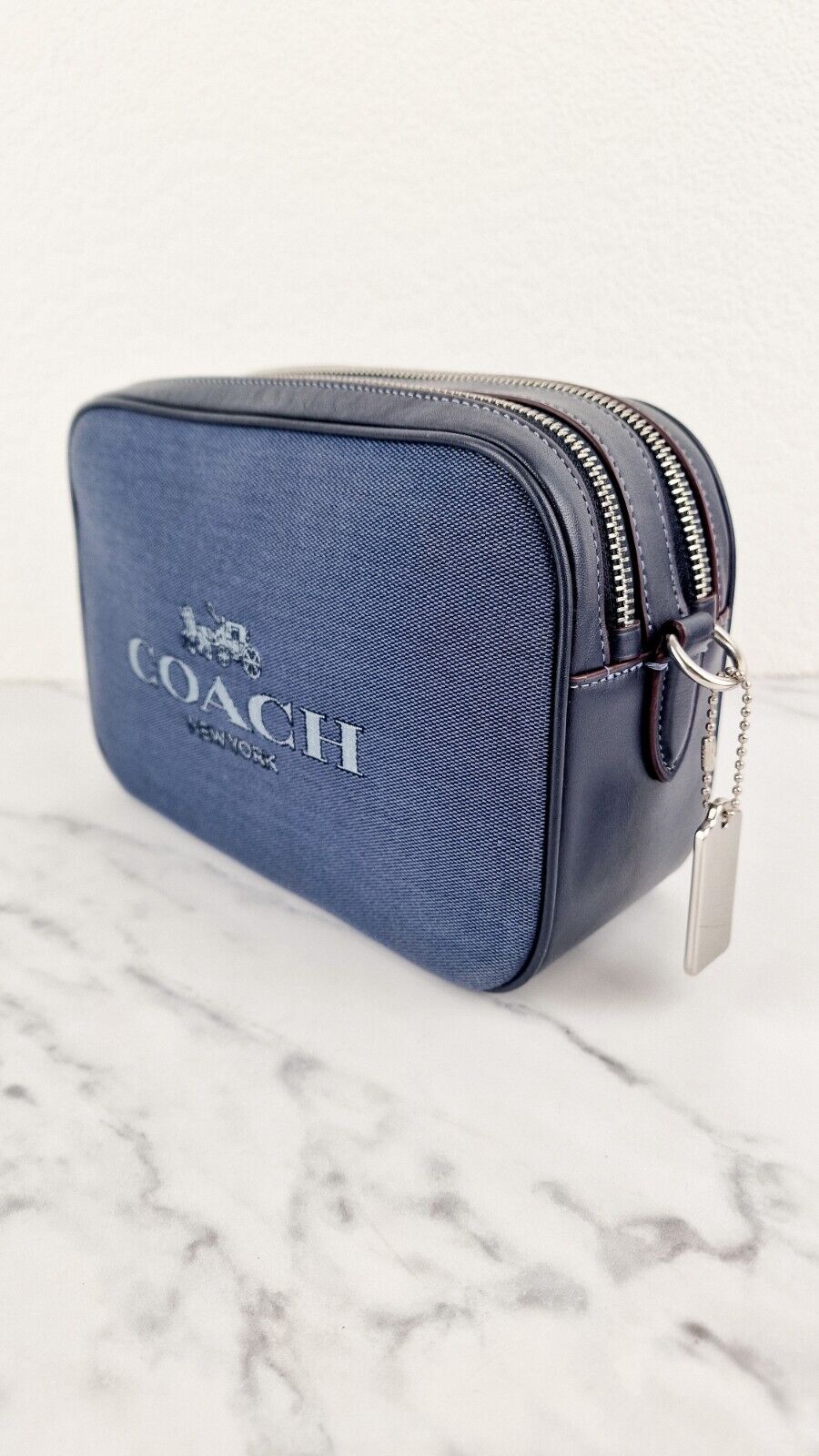 Coach Jes Crossbody Camera Bag Denim  Navy Blue Leather Coach 6519