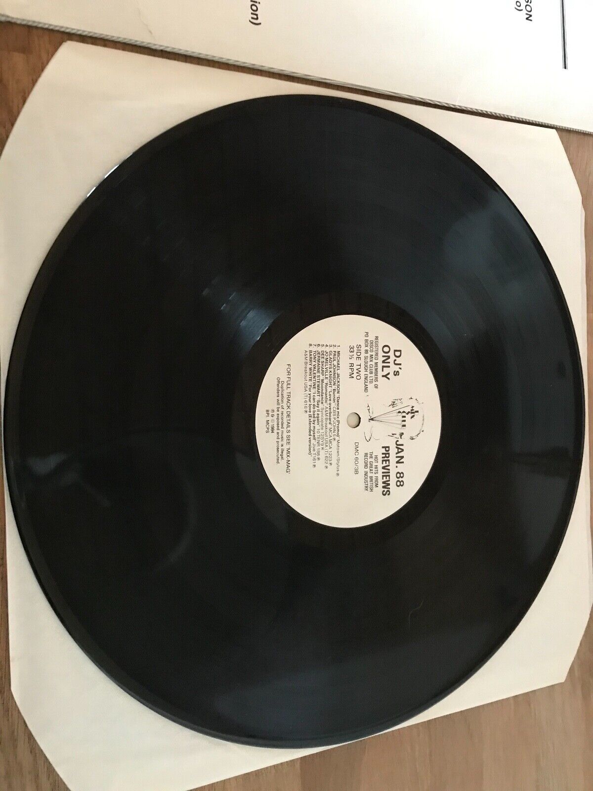 DMC UK LP DJ MEMBERS ONLY JANUARY 88 PREVIEWS MICHAEL JACKSON DANCE MIX (PROMO)*