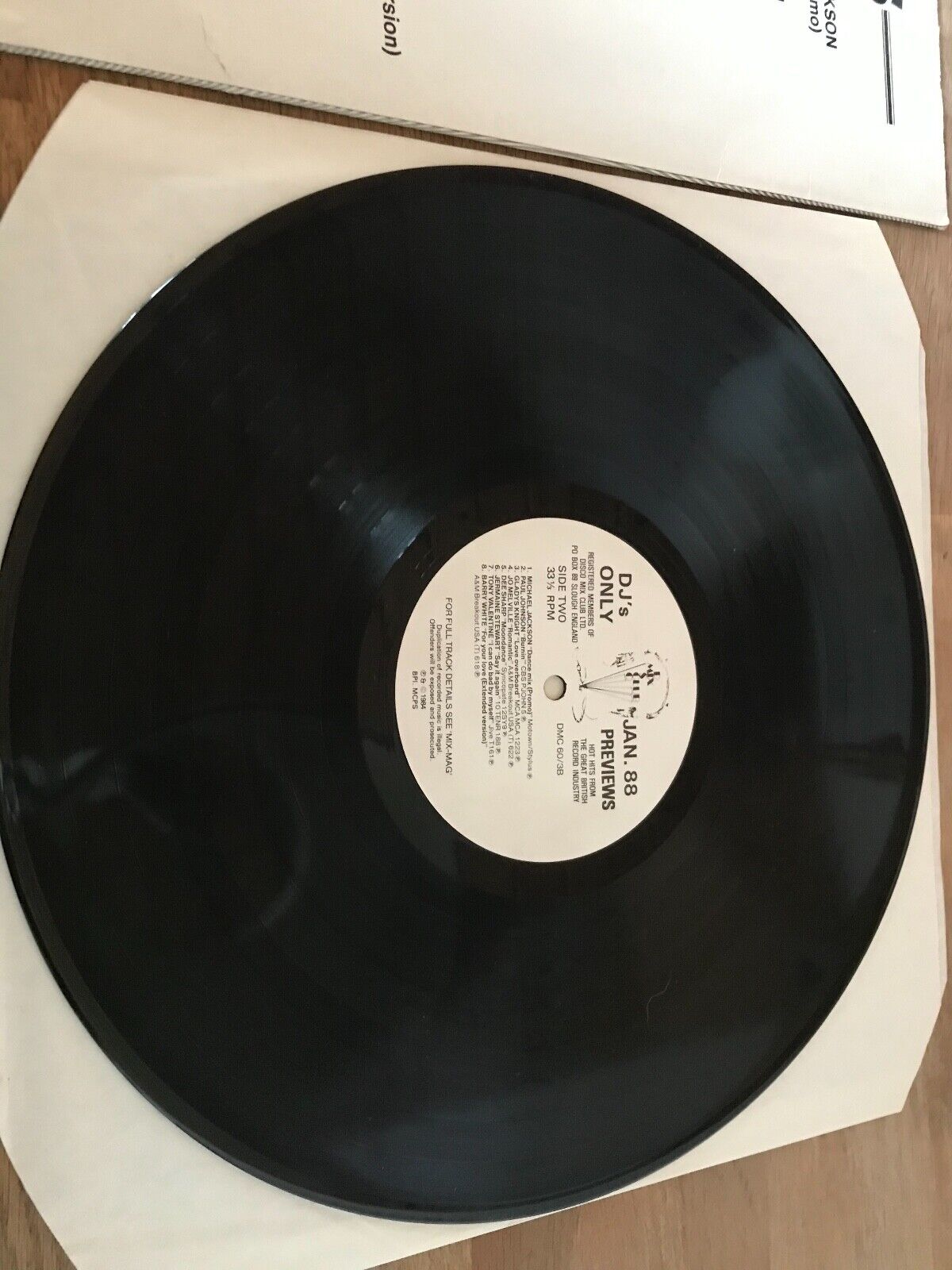 DMC UK LP DJ MEMBERS ONLY JANUARY 88 PREVIEWS MICHAEL JACKSON DANCE MIX (PROMO)*