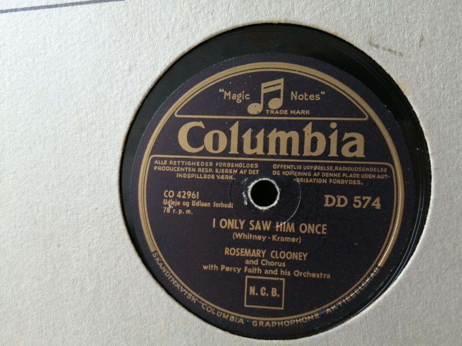 78 RPM: ROSEMARY CLOONEYI Only Saw Him Once/Be My Life'sCompanionDD574