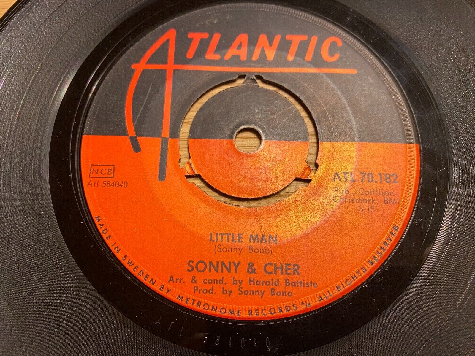 SONNY  CHER "LITTLE MAN /MONDAY" WEST GERMAN PRESS NCB 7" VINYL SINGLE ATLANTIC