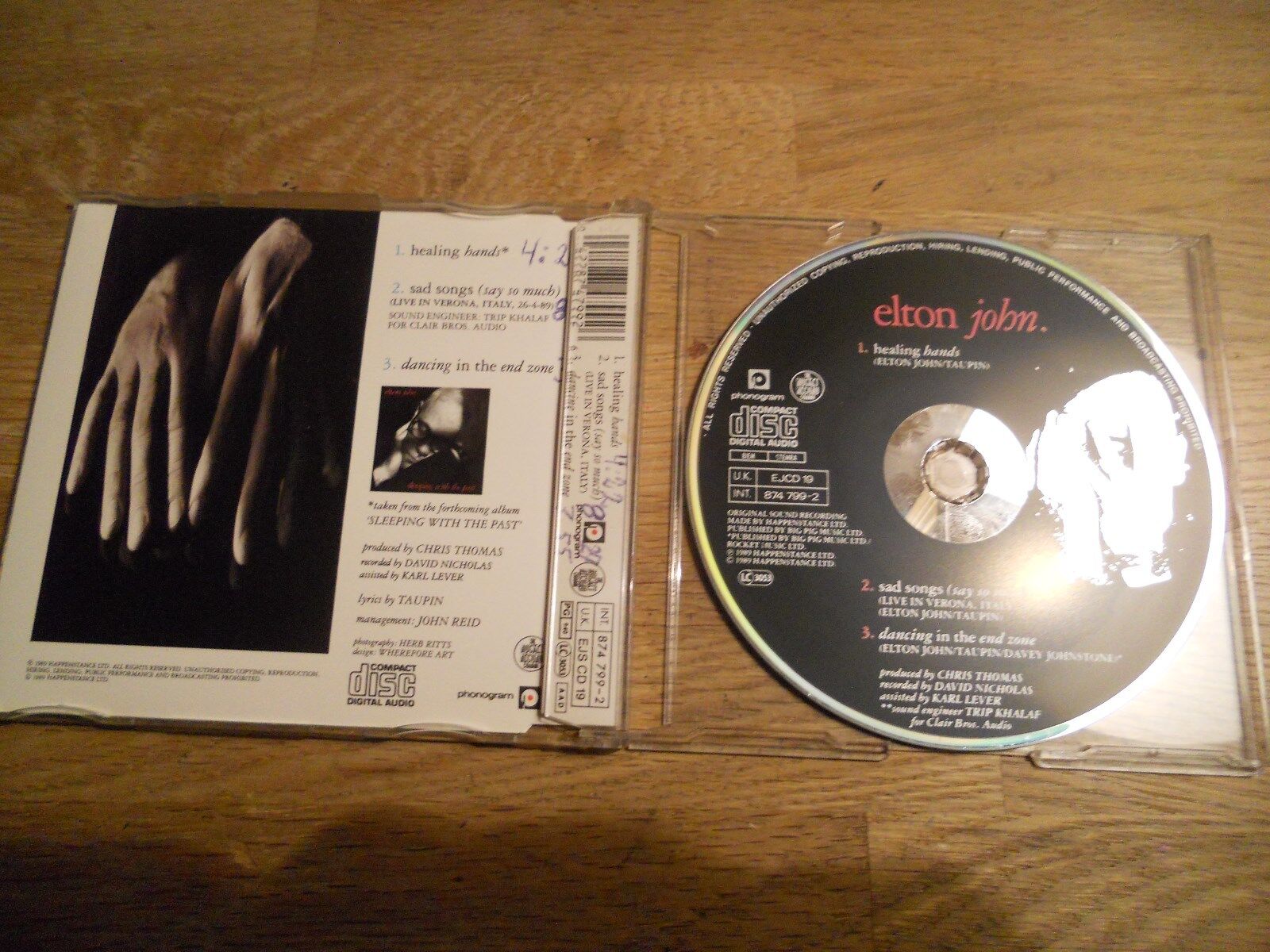 ELTON JOHN HEALING HANDS 3 TRACKS CD SINGLE PHONOGRAM RECORDS 1989 USED CD SINGL