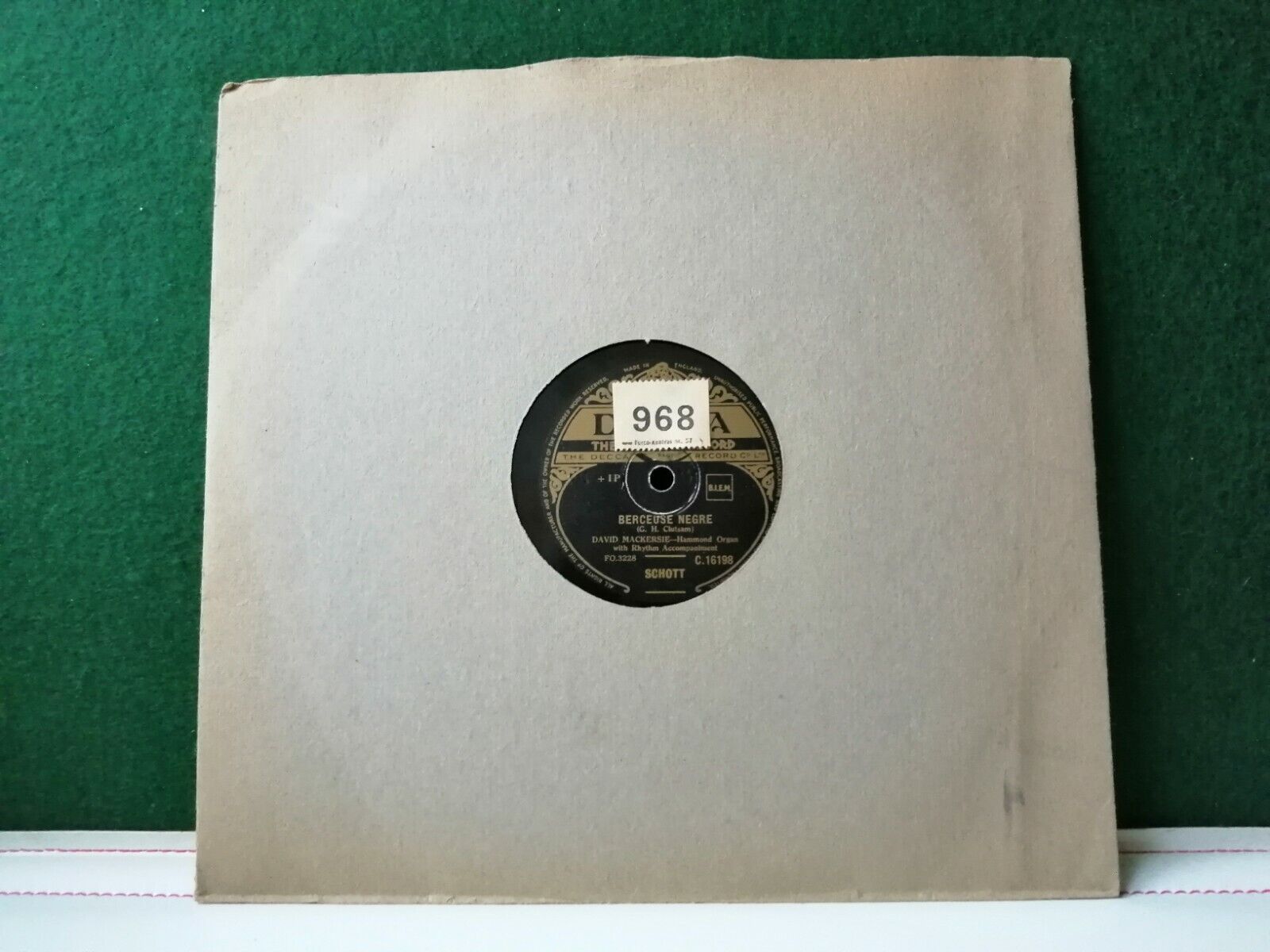 78 rpm DAVID MACKERSIE :Stormy Weather /Berceuse Negre Hammond Organ