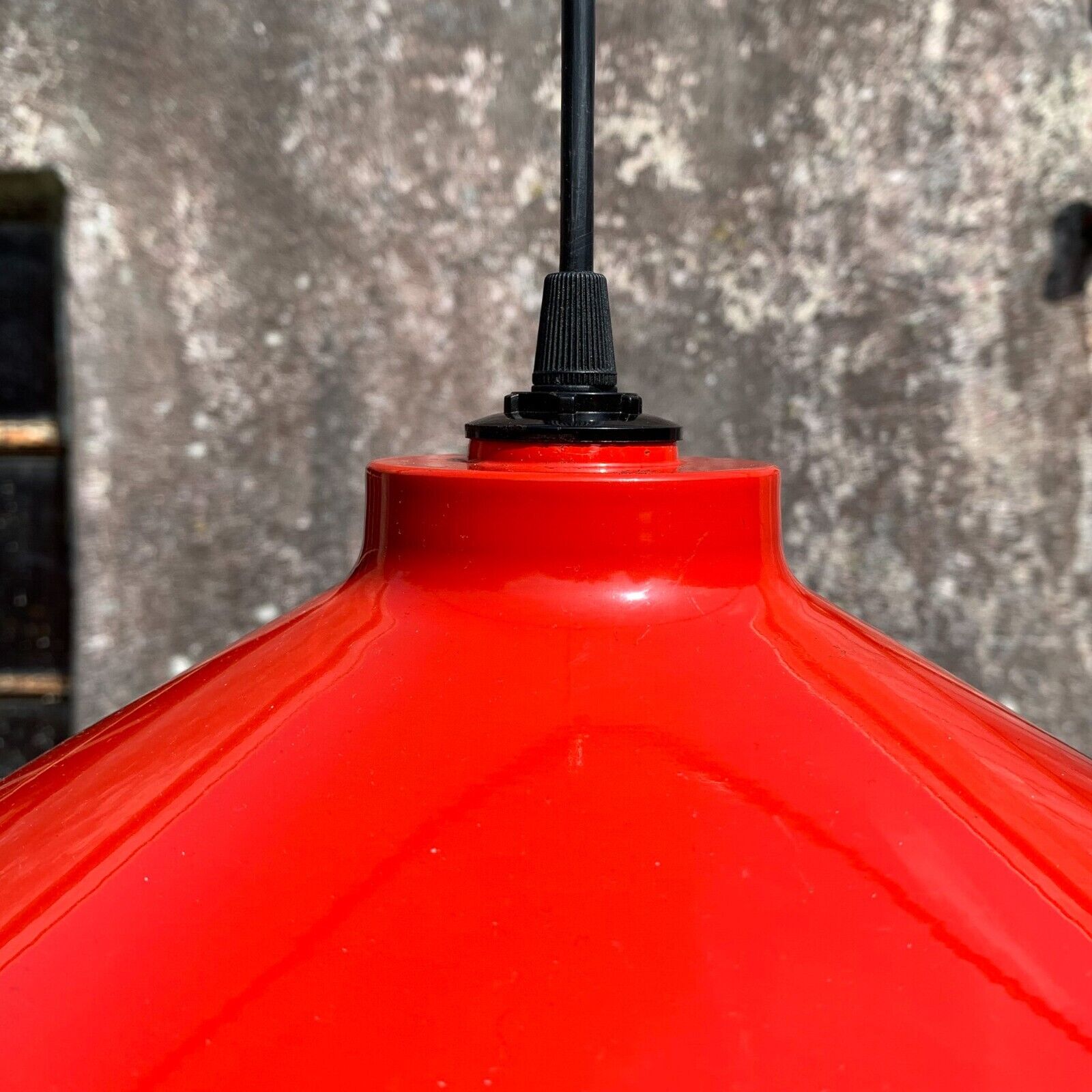 Vintage Industrial Red Enamel Pendant Lamp by ES Horn Type 721