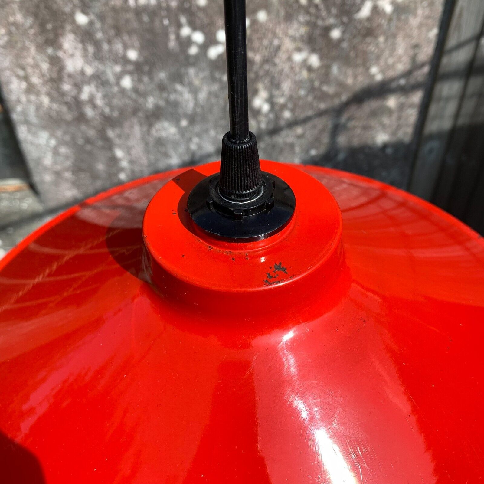 Vintage Industrial Red Enamel Pendant Lamp by ES Horn Type 721