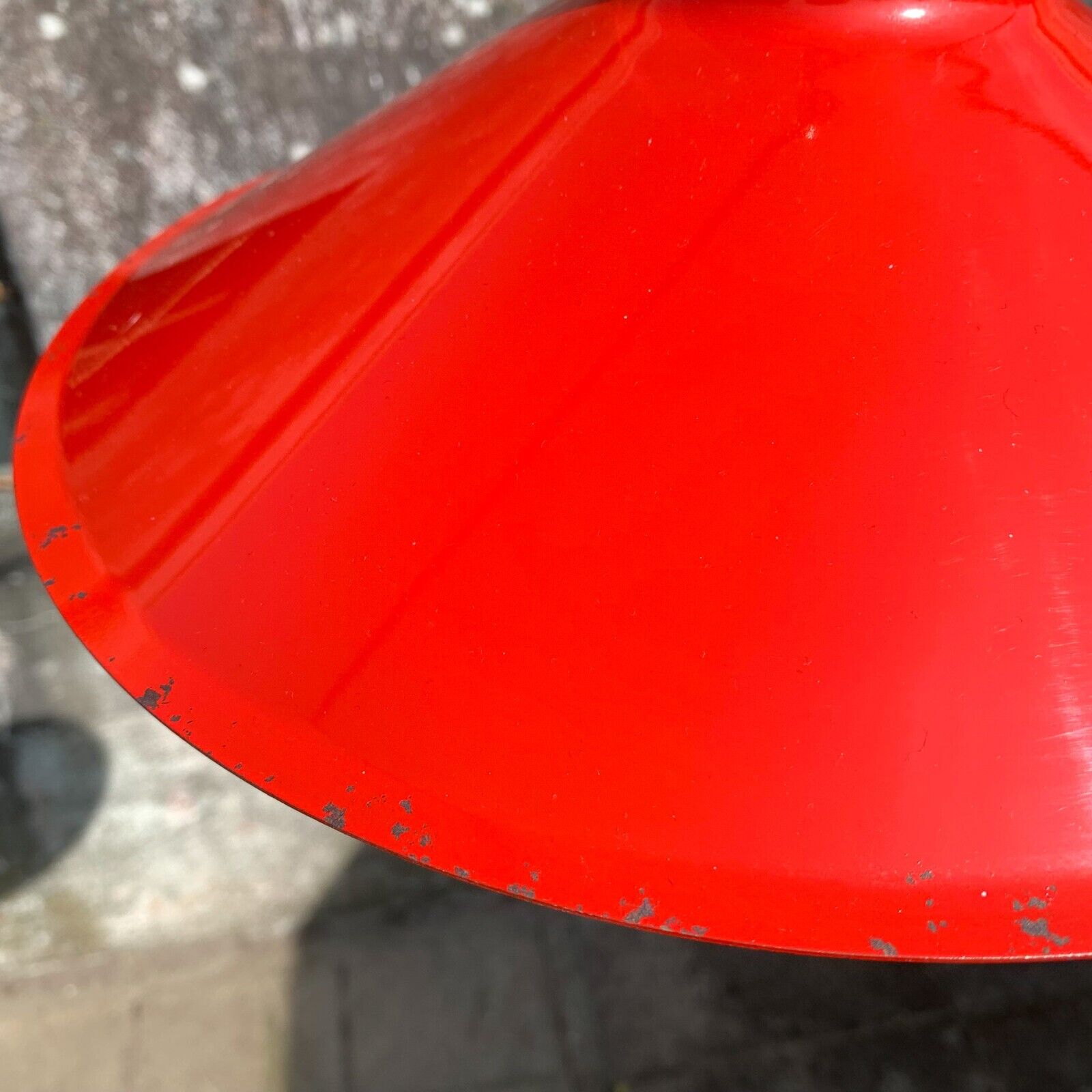 Vintage Industrial Red Enamel Pendant Lamp by ES Horn Type 721