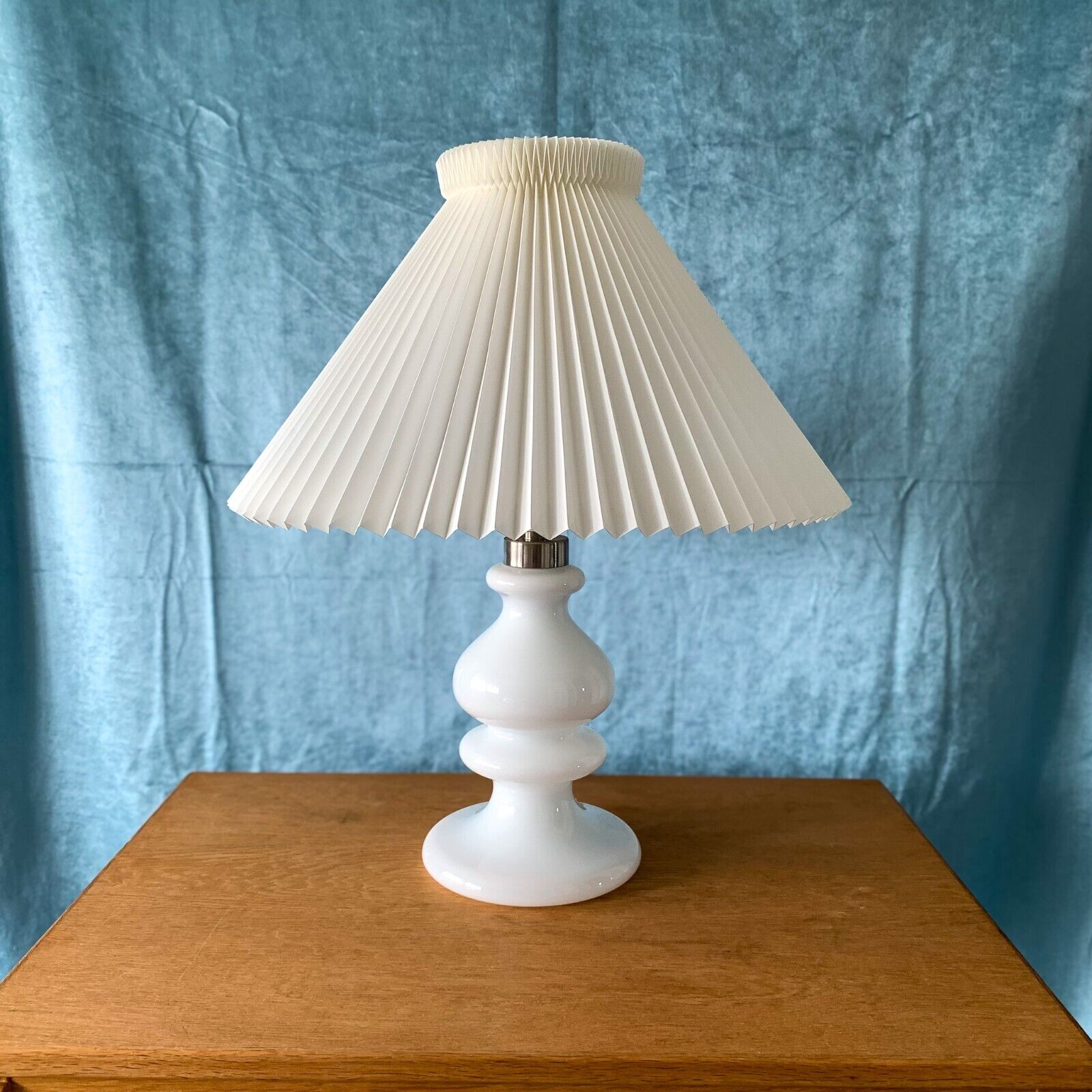 Vintage Holmegaard Laura Opal Table Lamp with Le Klint Shade - Danish MCM