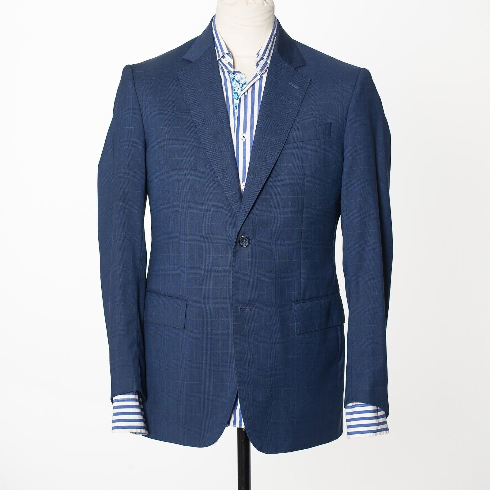 SARTORIA AMBROSIANA Blue Check Sport Coat Blazer Italy Made M Fit