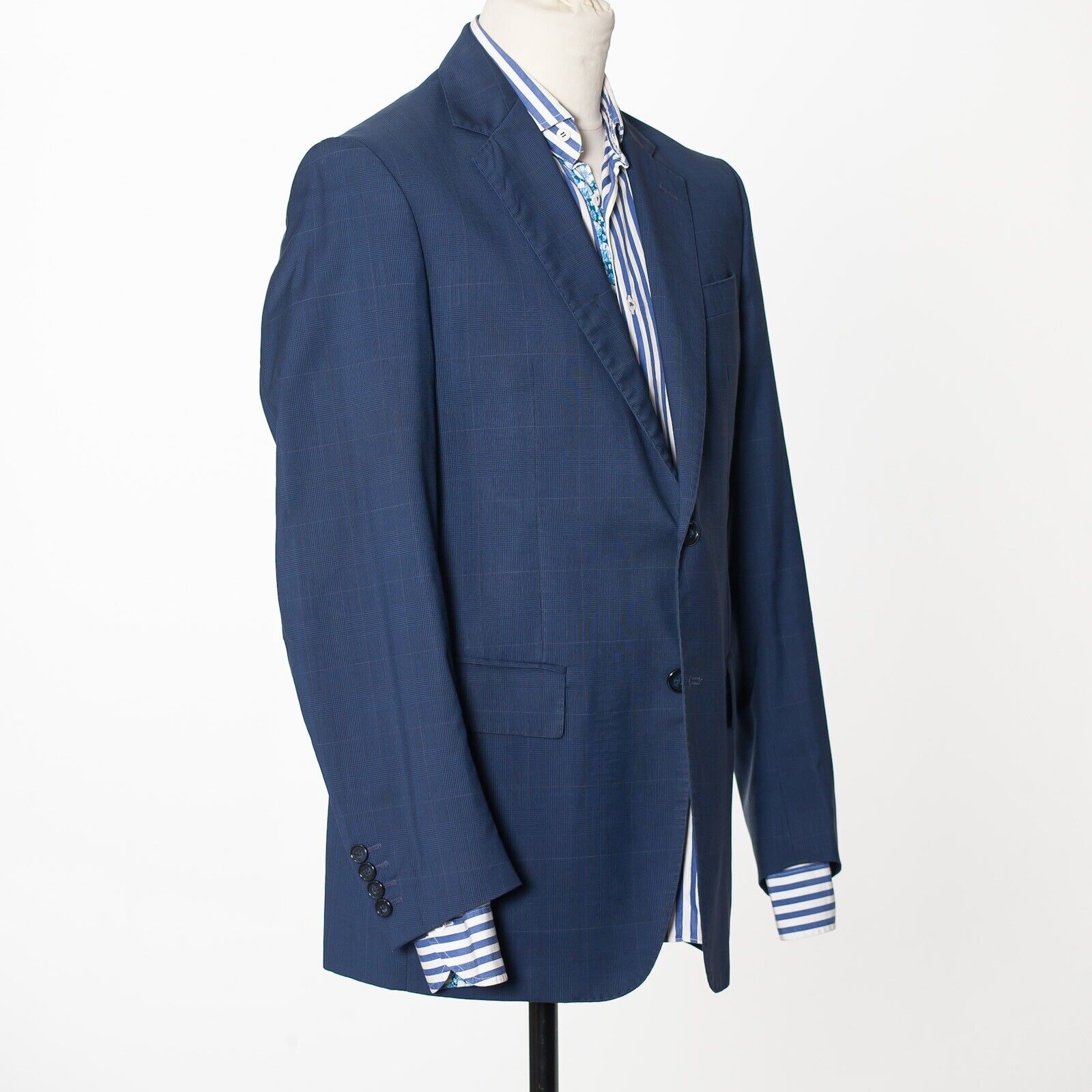 SARTORIA AMBROSIANA Blue Check Sport Coat Blazer Italy Made M Fit